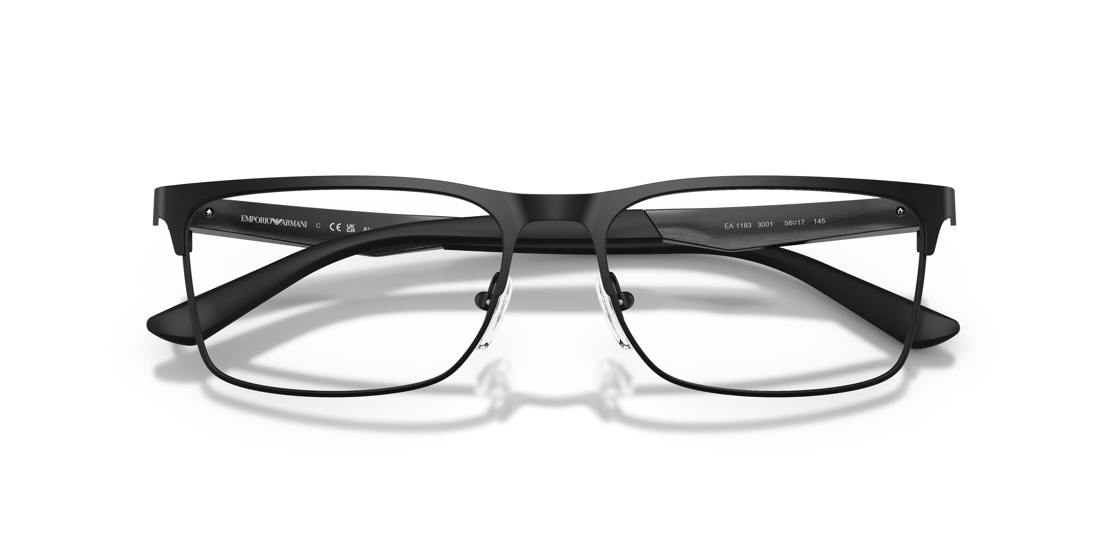 Emporio Armani EA1183 3001 Montature da vista Metallo Nero Trasparente Squadrata Normale - immagine 2