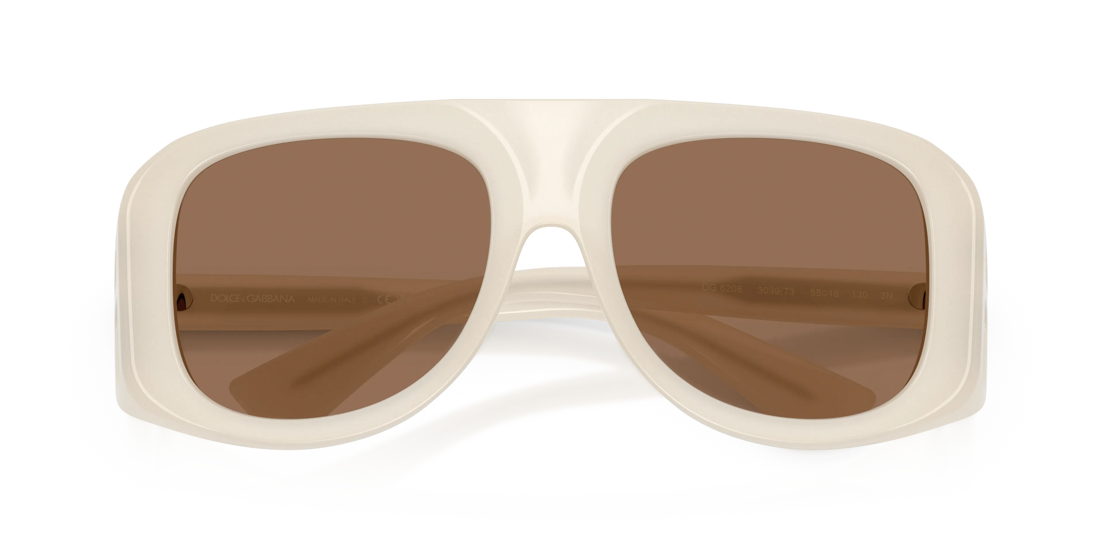 Dolce & Gabbana DG6208 303973 Occhiali da sole Iniettato Bianco Marrone Pilot Normale - immagine 2