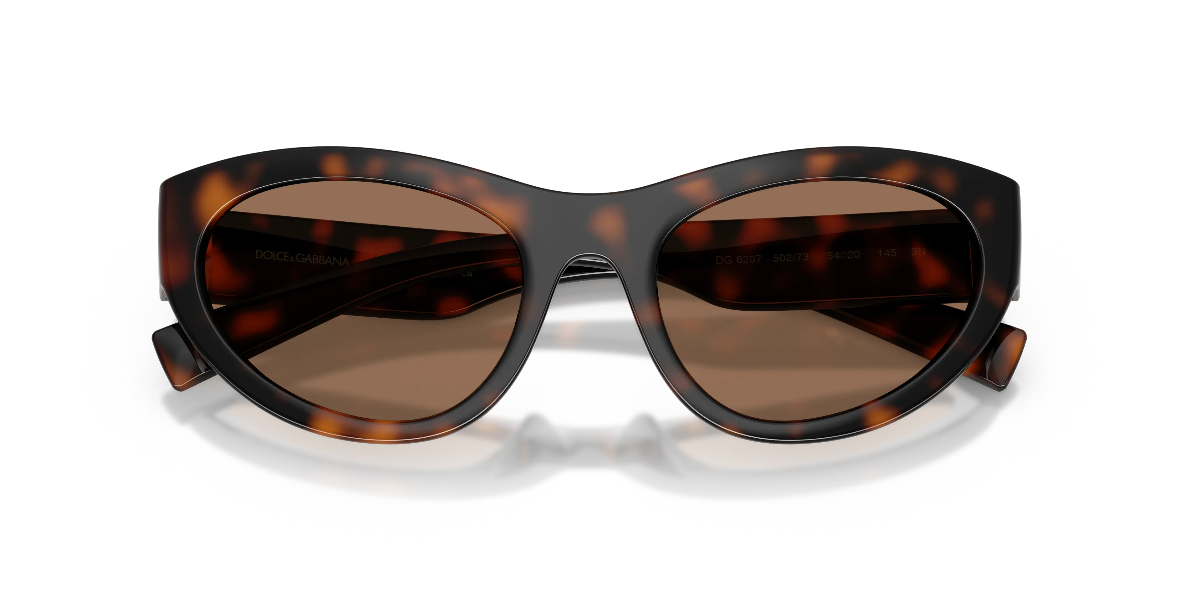 Dolce & Gabbana DG6207 502/73 Occhiali da sole Iniettato Tartaruga Marrone Cat Eye Normale - immagine 2