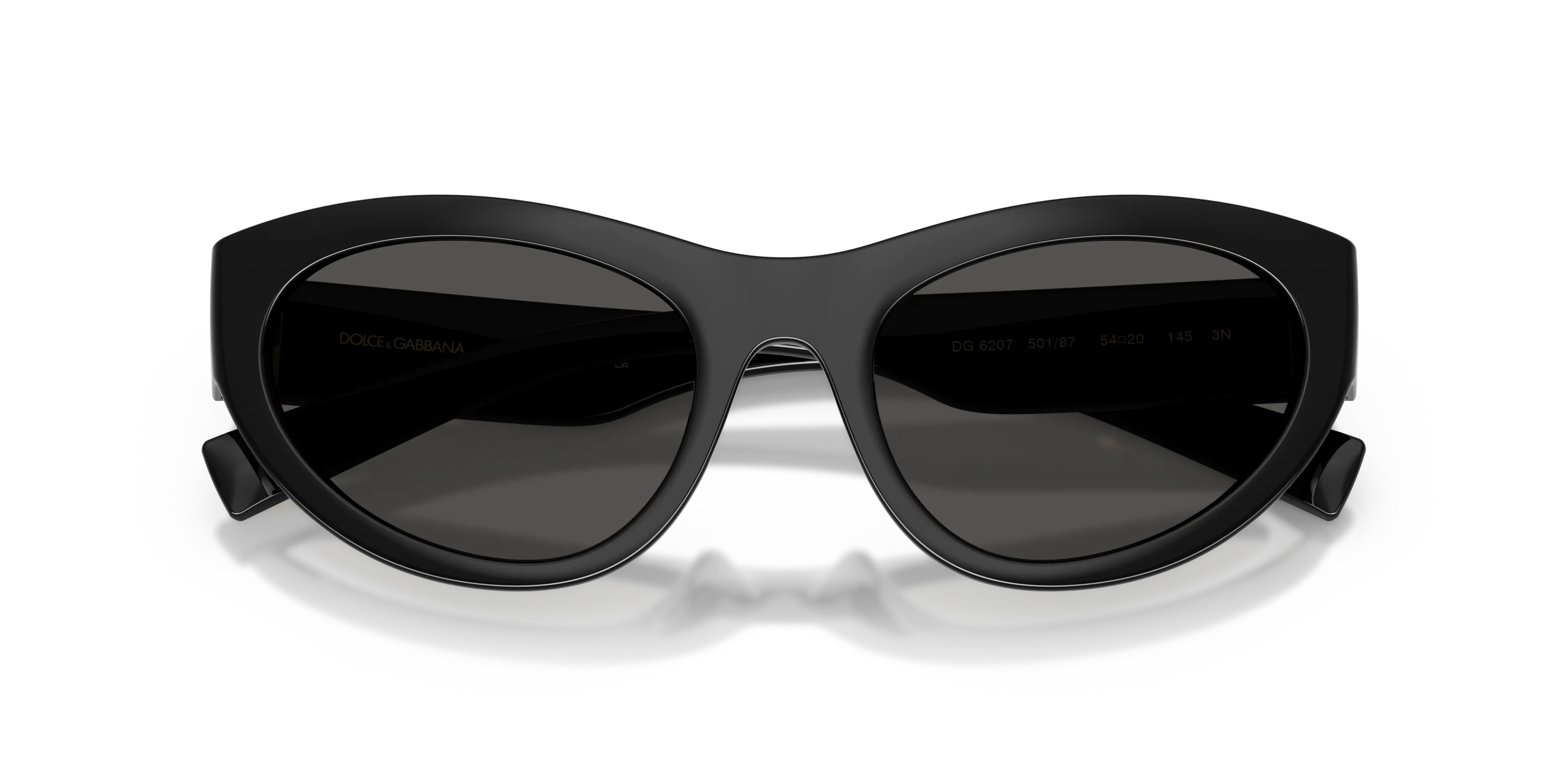 Dolce & Gabbana DG6207 501/87 Occhiali da sole Iniettato Nero Grigio Cat Eye Normale - immagine 2