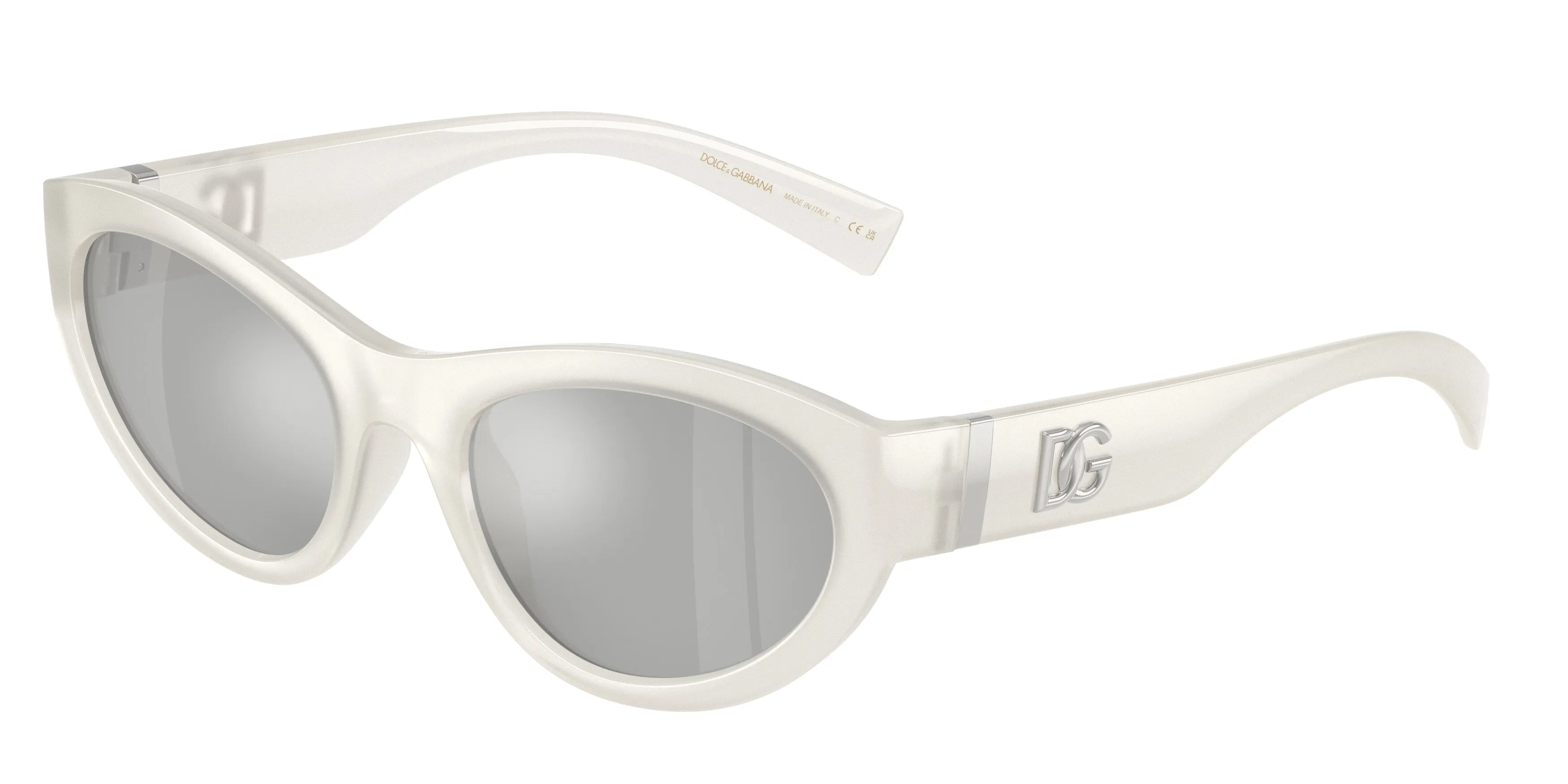 Dolce & Gabbana DG6207 30398V Occhiali da sole Iniettato Bianco Grigio Cat Eye Specchiate - immagine 1
