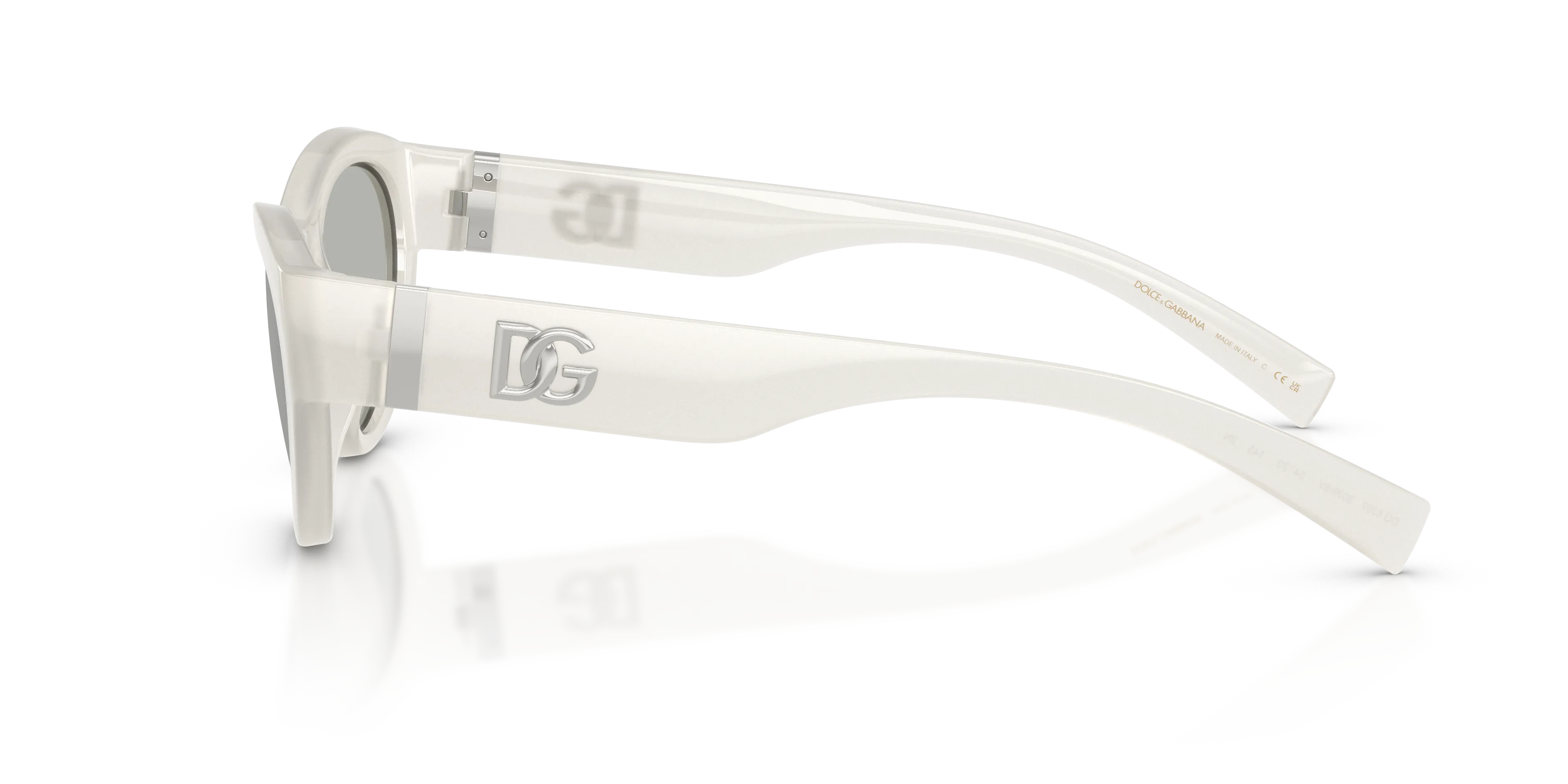 Dolce & Gabbana DG6207 30398V Occhiali da sole Iniettato Bianco Grigio Cat Eye Specchiate - immagine 4