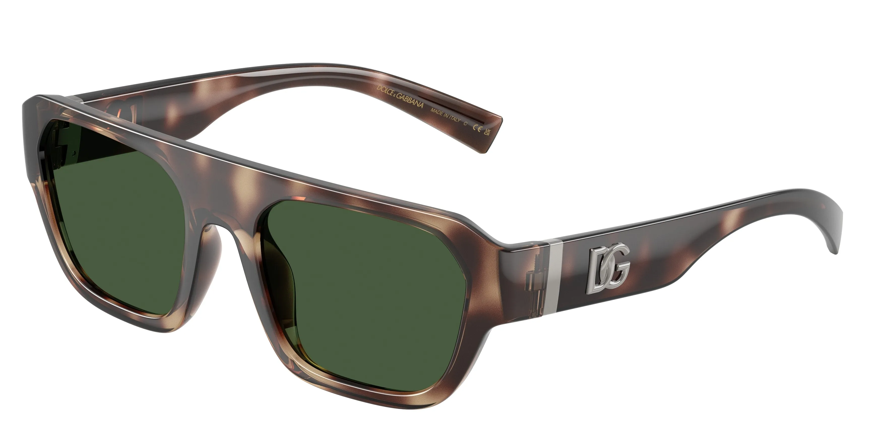 Dolce & Gabbana DG6206 344482 Occhiali da sole Iniettato Marrone Verde Squadrata Normale - immagine 1