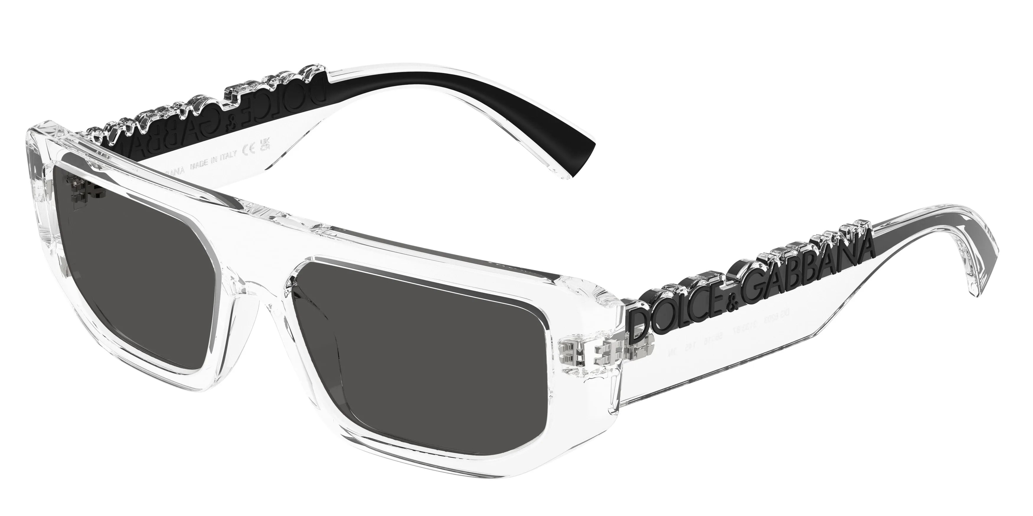 Dolce & Gabbana DG6203 313387 Occhiali da sole Iniettato Trasparente Grigio Squadrata Normale - immagine 1