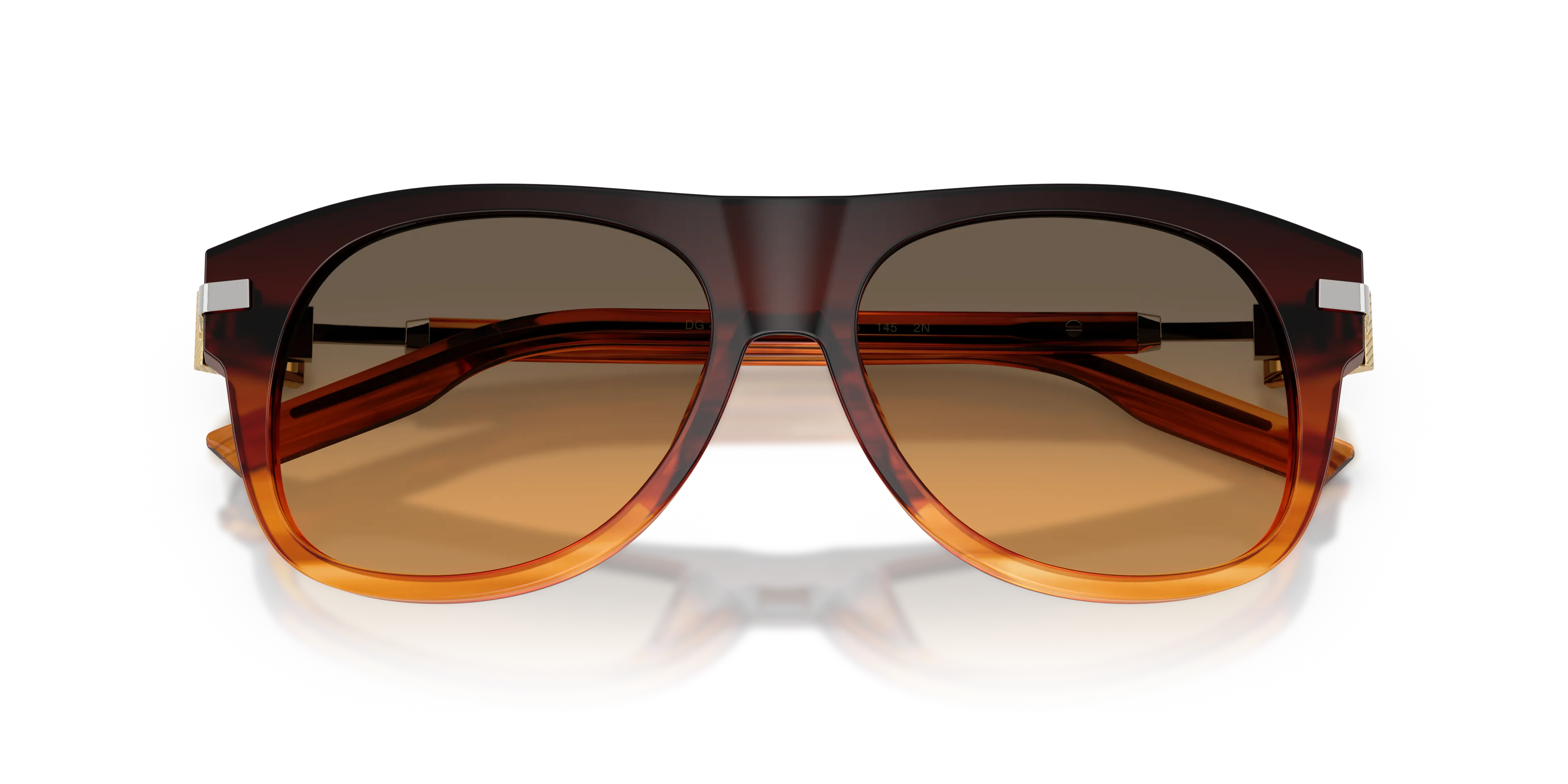 Dolce & Gabbana DG4546 348618 Occhiali da sole Acetato Marrone Arancione Squadrata Normale Sfumato - immagine 2