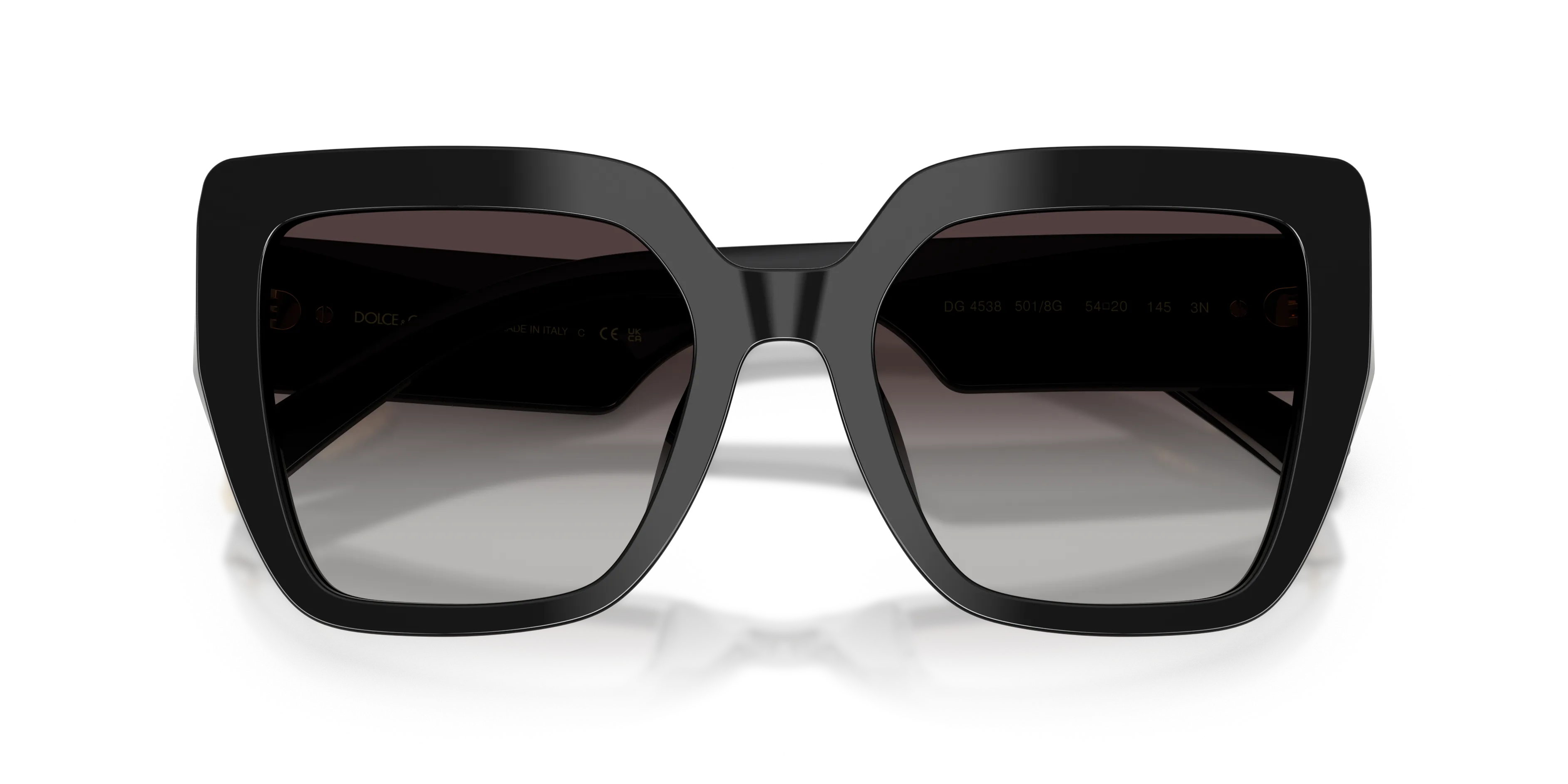 Dolce & Gabbana DG4538 501/8G Occhiali da sole Acetato Nero Grigio Squadrata Normale Sfumato - immagine 2