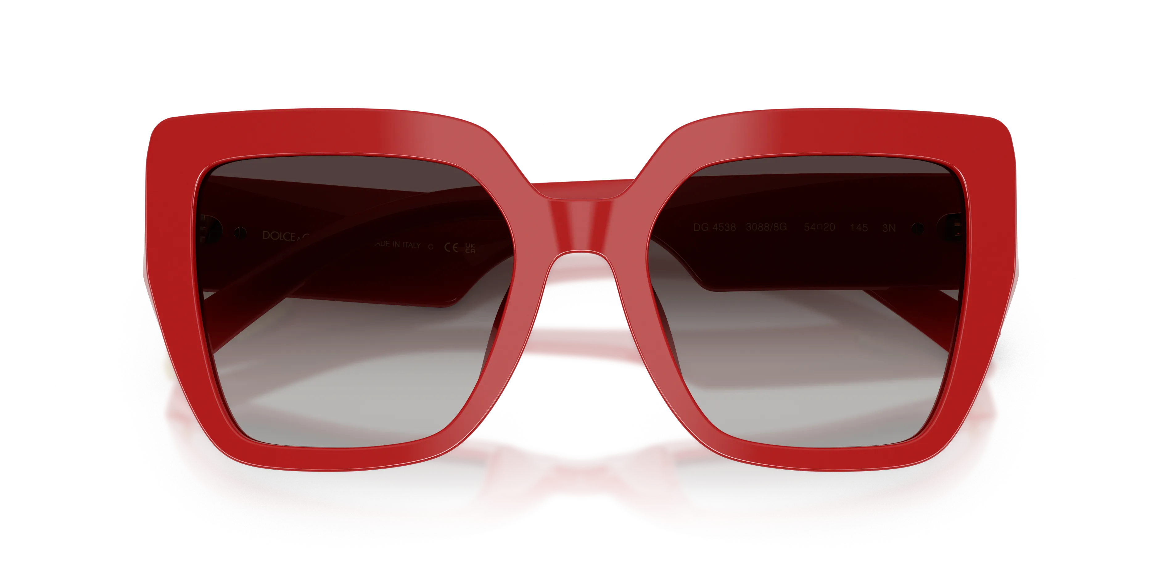 Dolce & Gabbana DG4538 30888G Occhiali da sole Acetato Rosso Grigio Squadrata Normale Sfumato - immagine 2