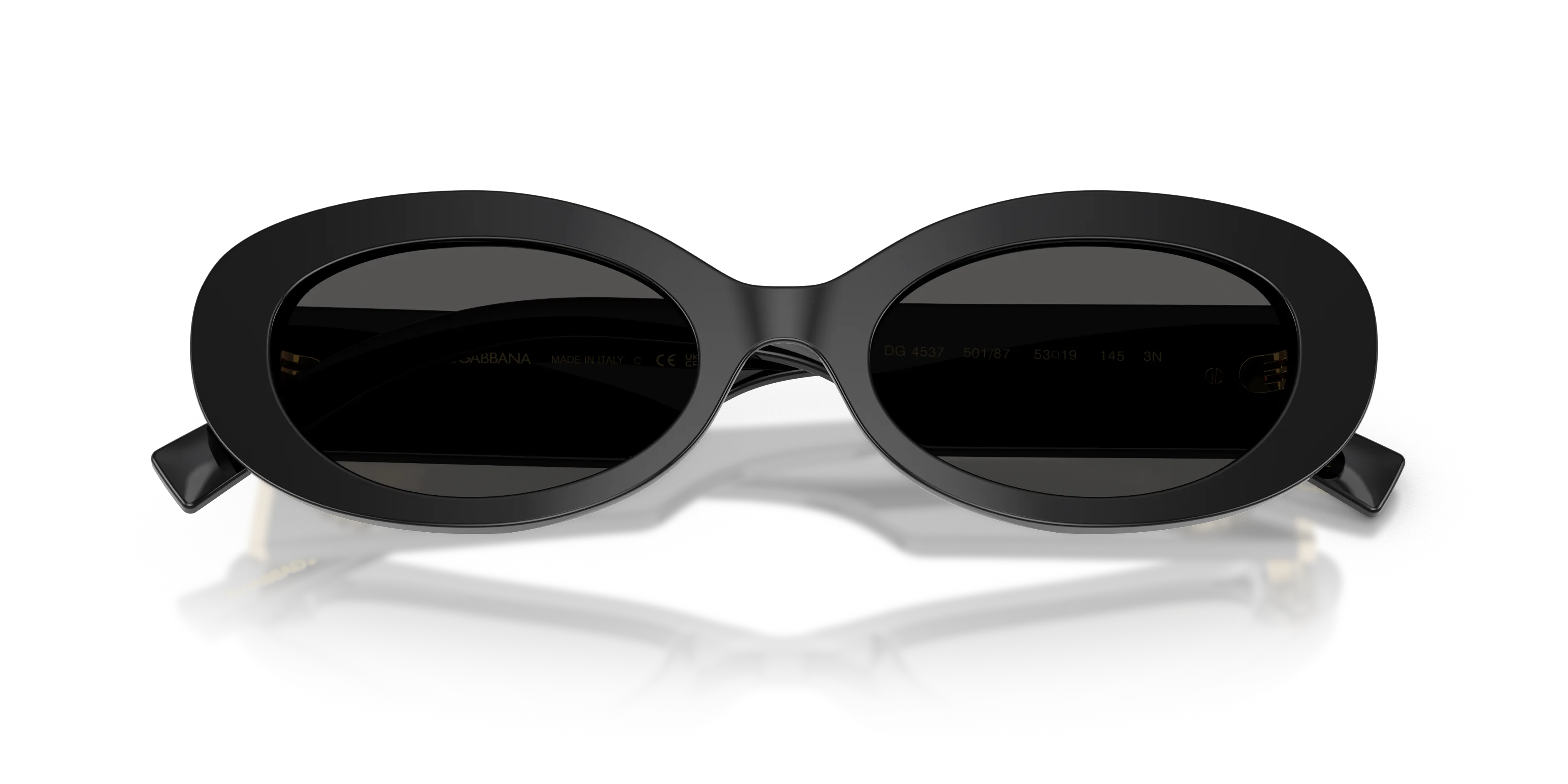 Dolce & Gabbana DG4537 501/87 Occhiali da sole Acetato Nero Grigio Rotonda Normale - immagine 2