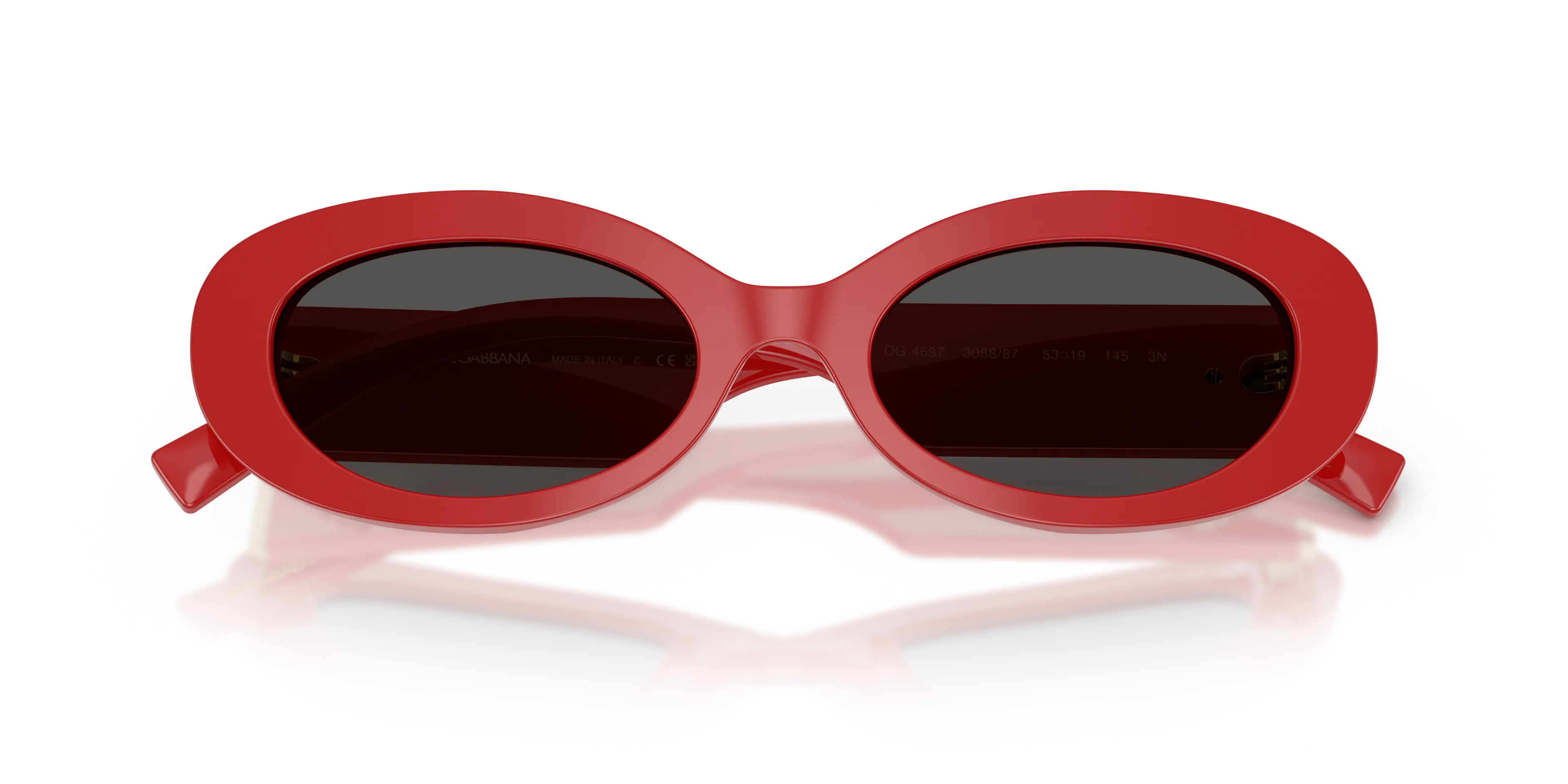 Dolce & Gabbana DG4537 308887 Occhiali da sole Acetato Rosso Grigio Rotonda Normale - immagine 2