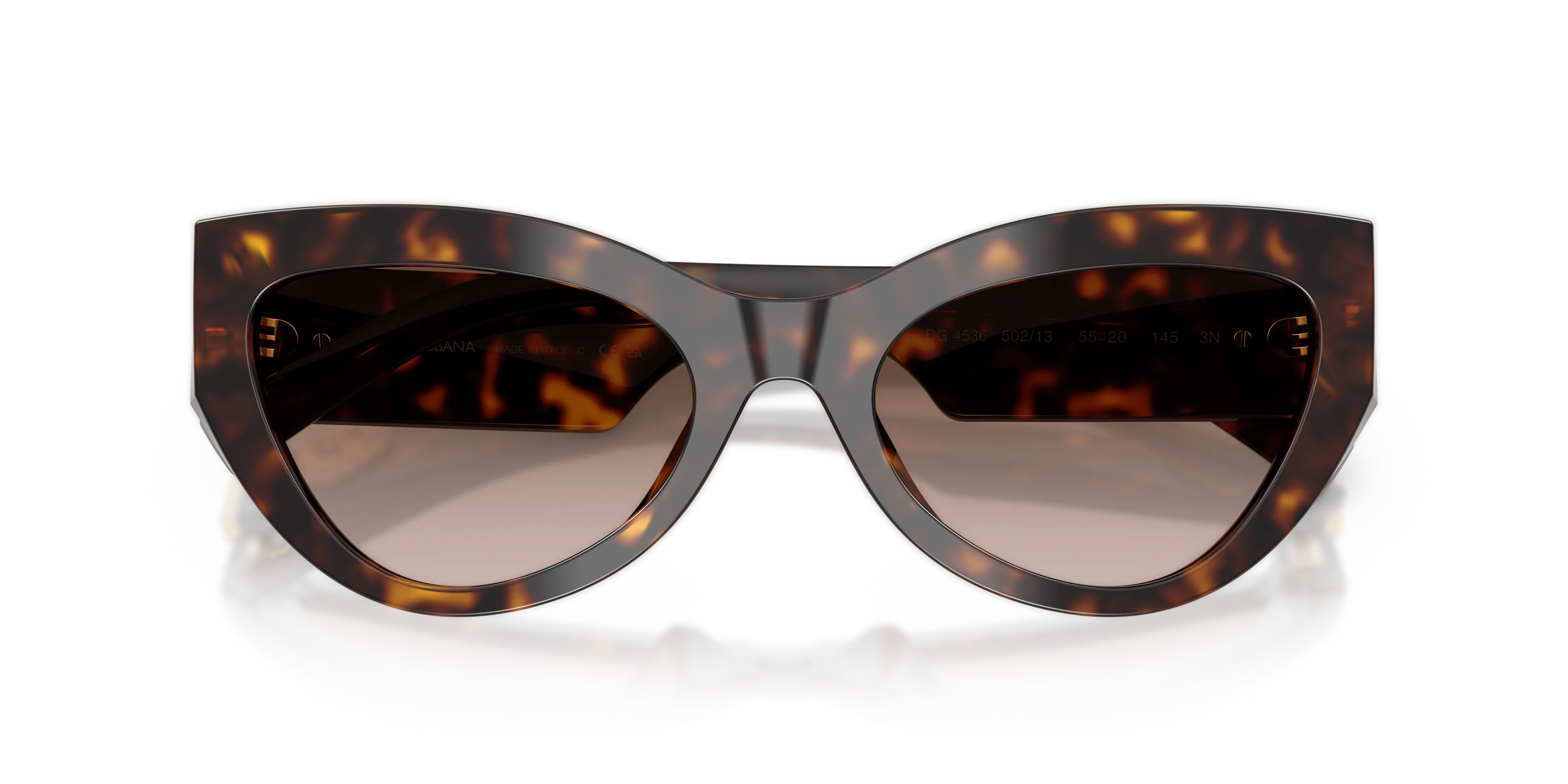 Dolce & Gabbana DG4536 502/13 Occhiali da sole Acetato Tartaruga Marrone Cat Eye Normale Sfumato - immagine 2