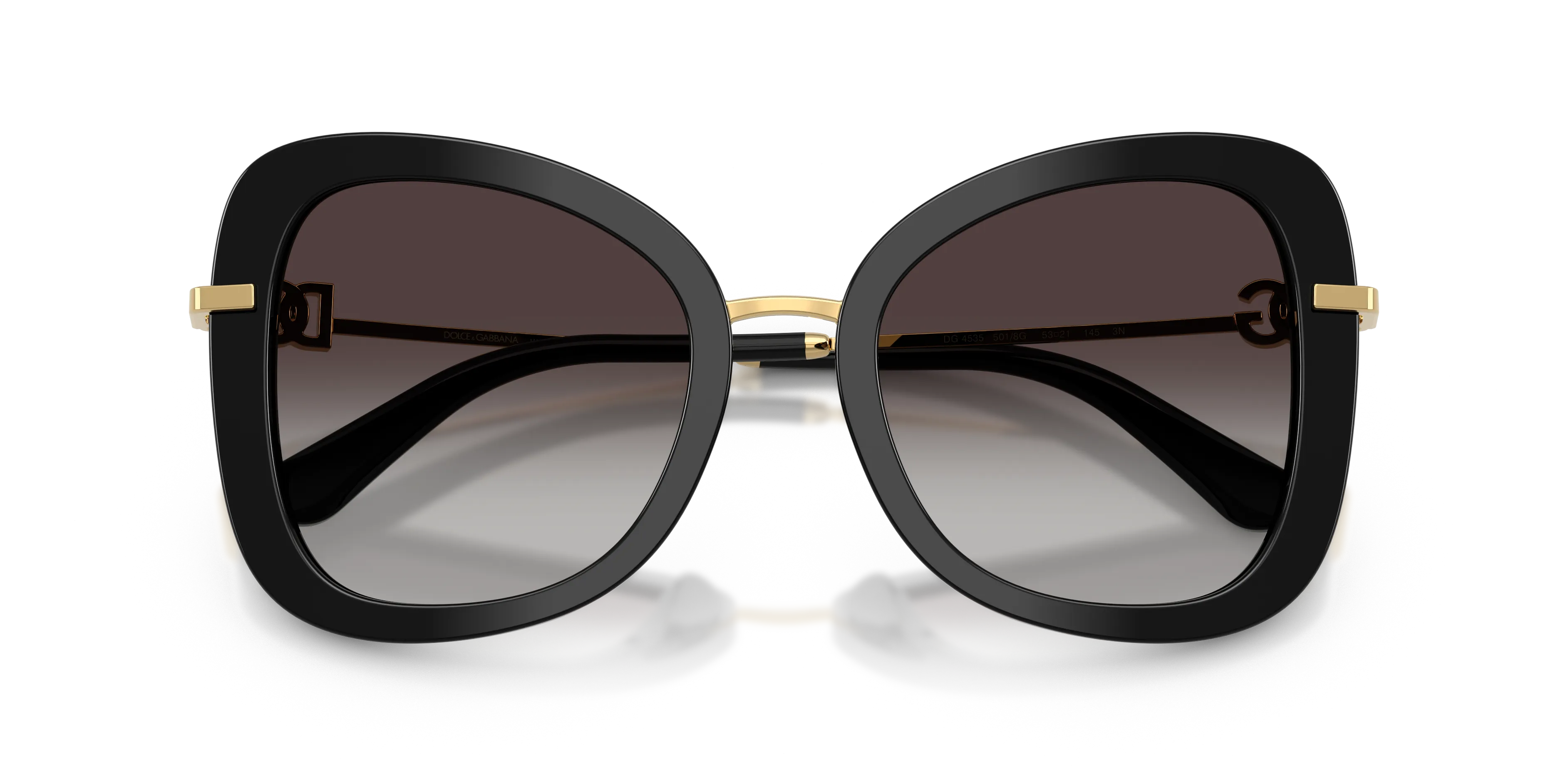 Dolce & Gabbana DG4535 501/8G Occhiali da sole Acetato Nero Grigio Farfalla Normale Sfumato - immagine 2