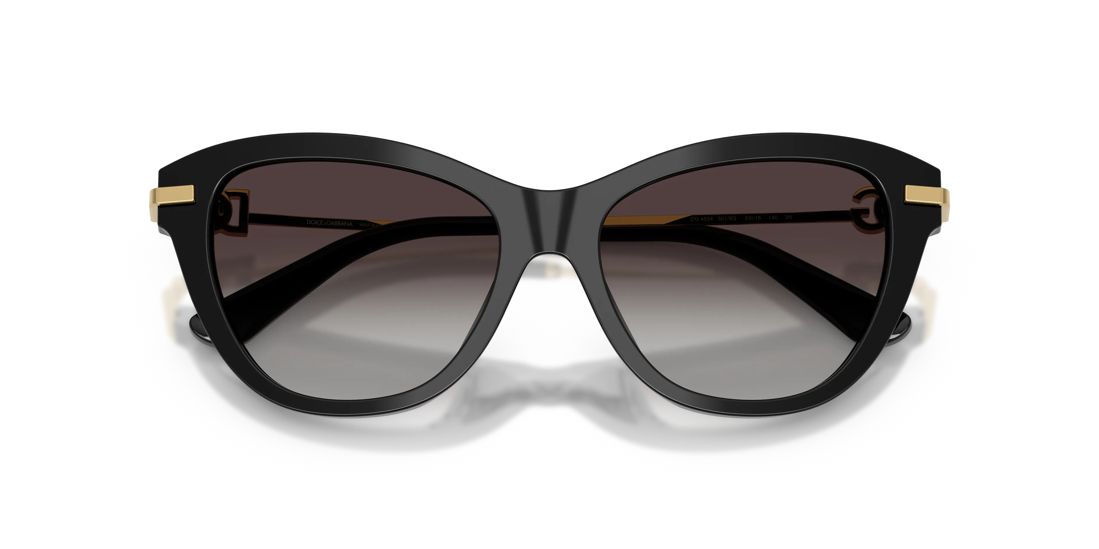 Dolce & Gabbana DG4534 501/8G Occhiali da sole Acetato Nero Grigio Farfalla Normale Sfumato - immagine 2