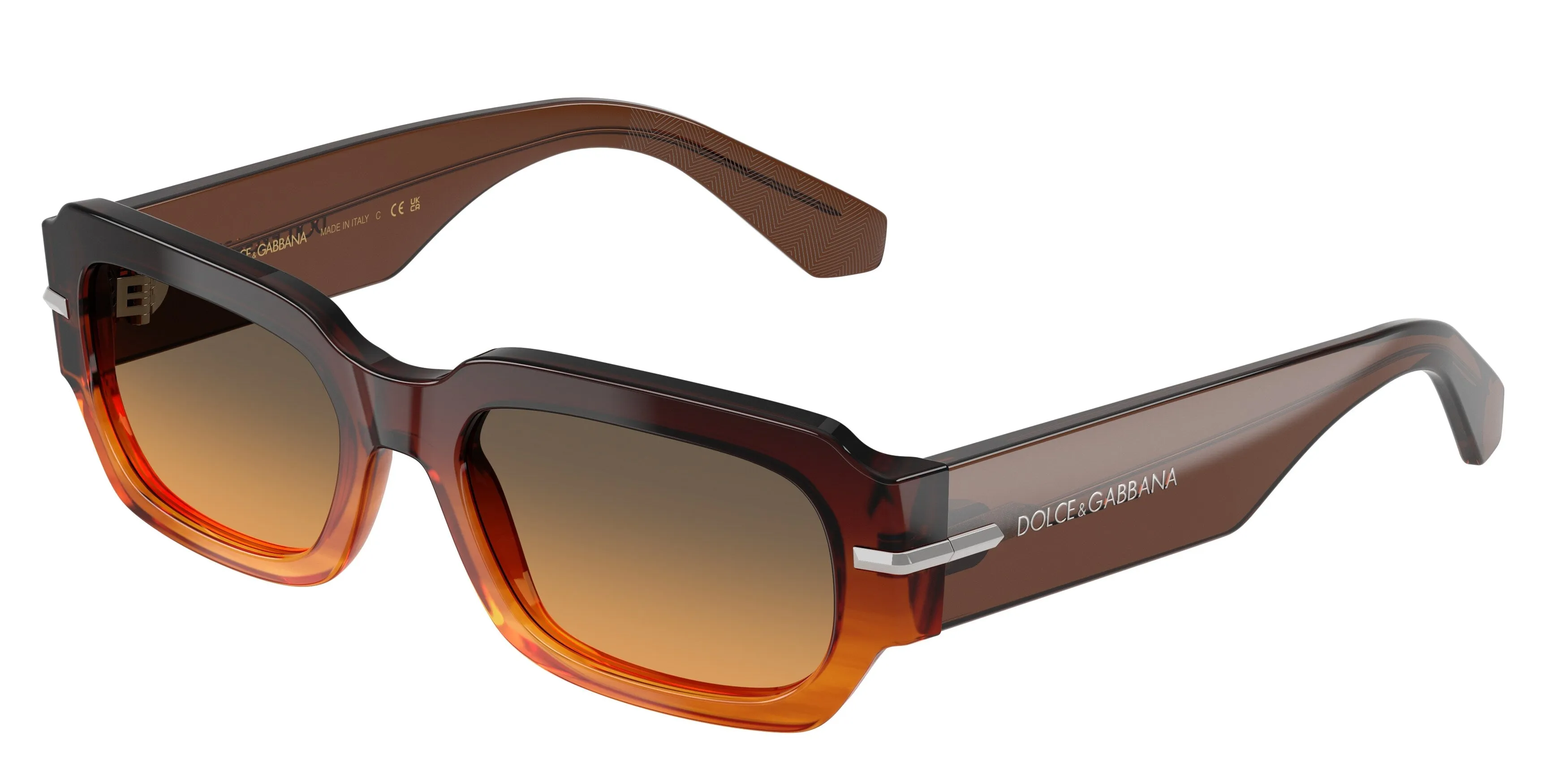 Dolce & Gabbana DG4485 348618 Occhiali da sole Acetato Marrone Arancione Squadrata Normale Sfumato - immagine 1