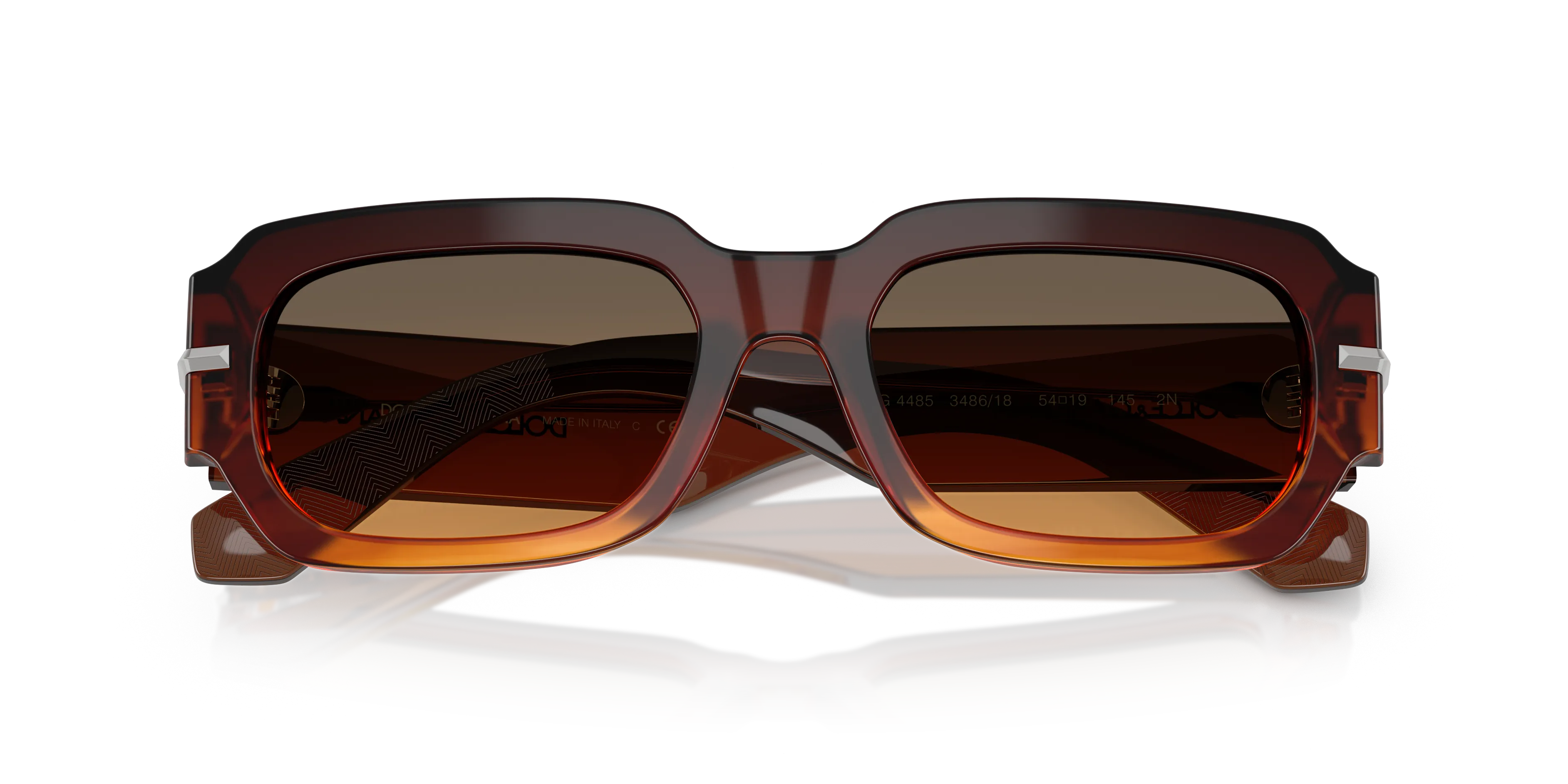 Dolce & Gabbana DG4485 348618 Occhiali da sole Acetato Marrone Arancione Squadrata Normale Sfumato - immagine 2