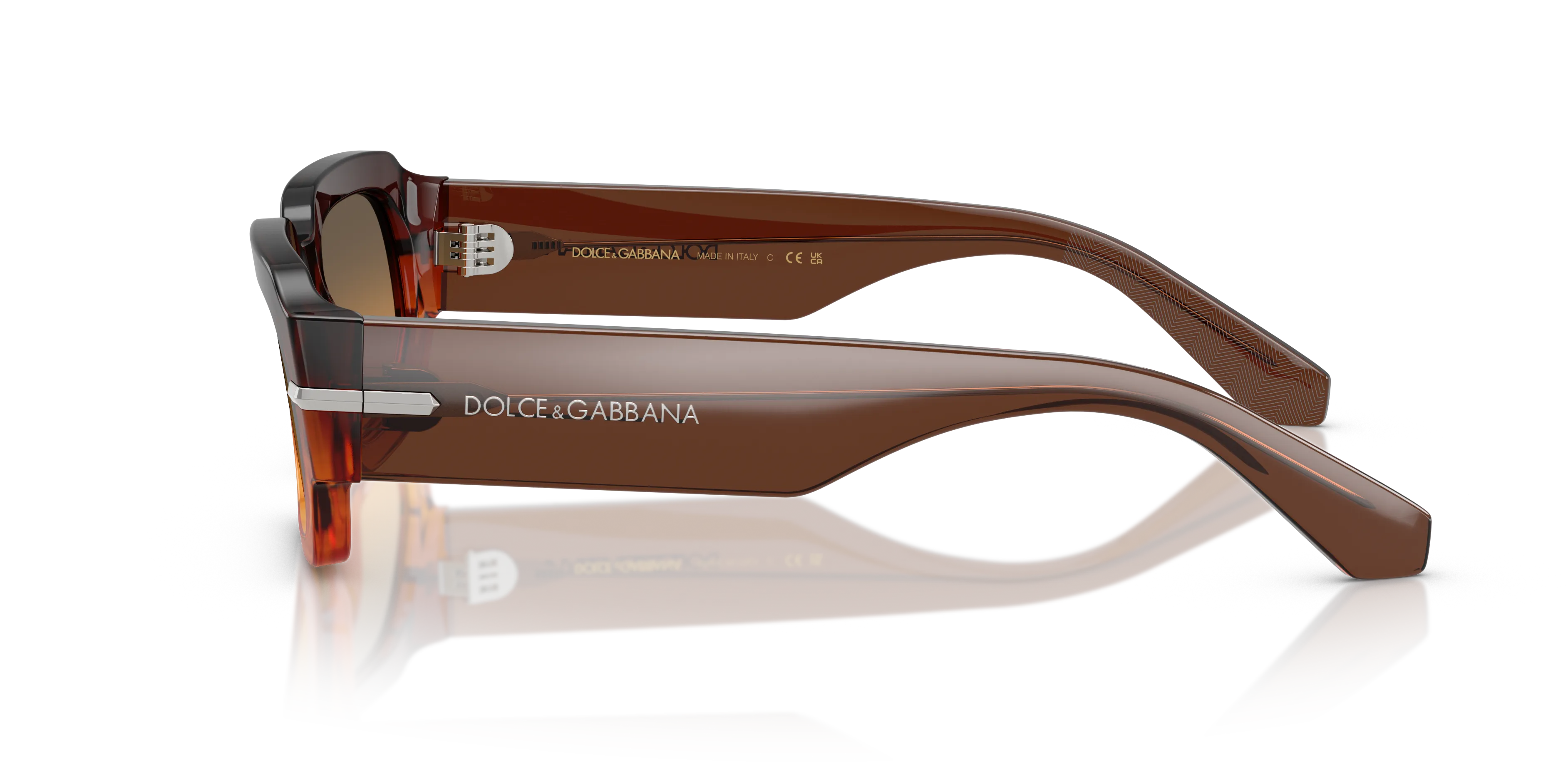 Dolce & Gabbana DG4485 348618 Occhiali da sole Acetato Marrone Arancione Squadrata Normale Sfumato - immagine 4