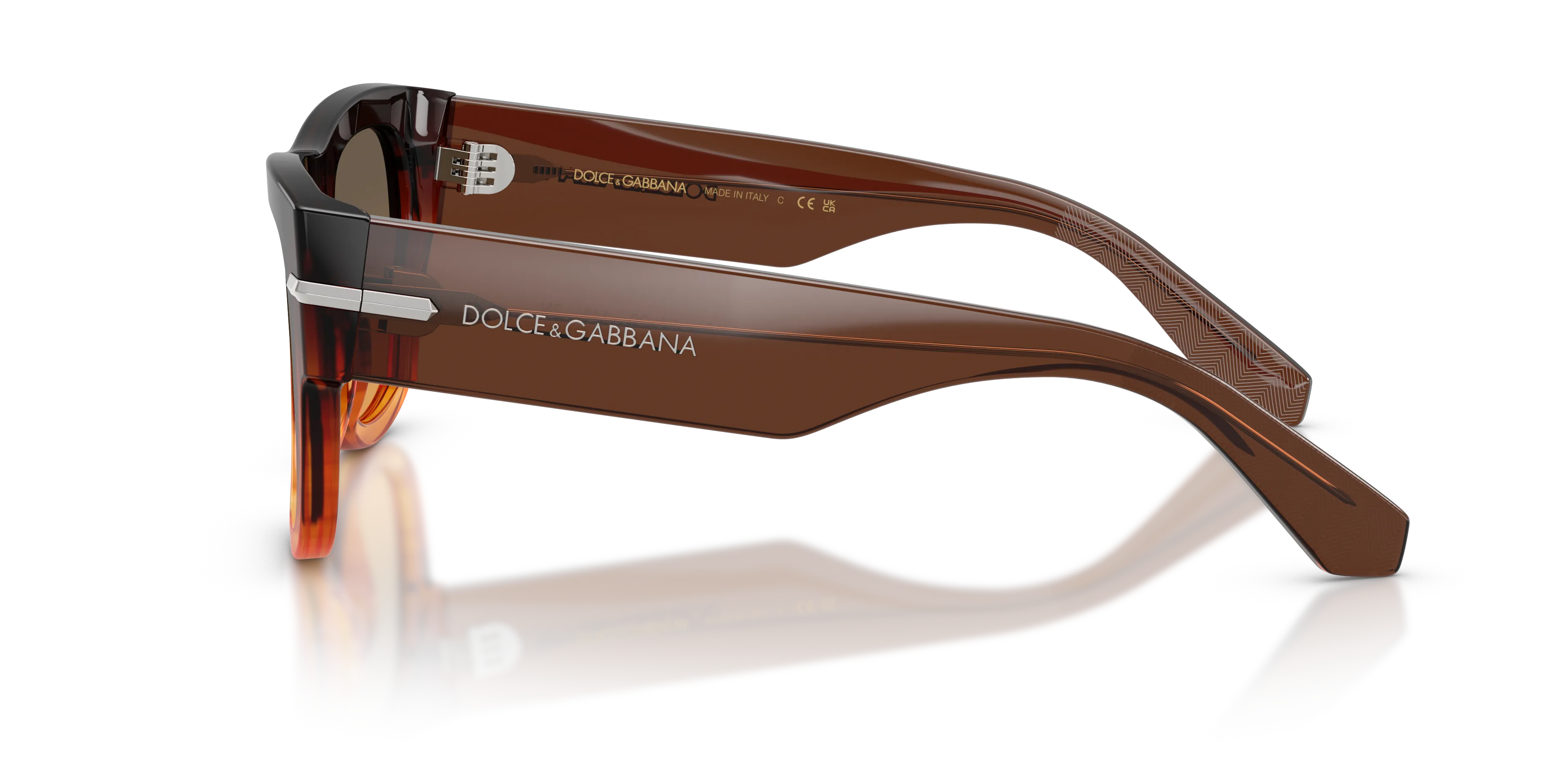 Dolce & Gabbana DG4484 348618 Occhiali da sole Acetato Marrone Arancione Squadrata Normale Sfumato - immagine 4