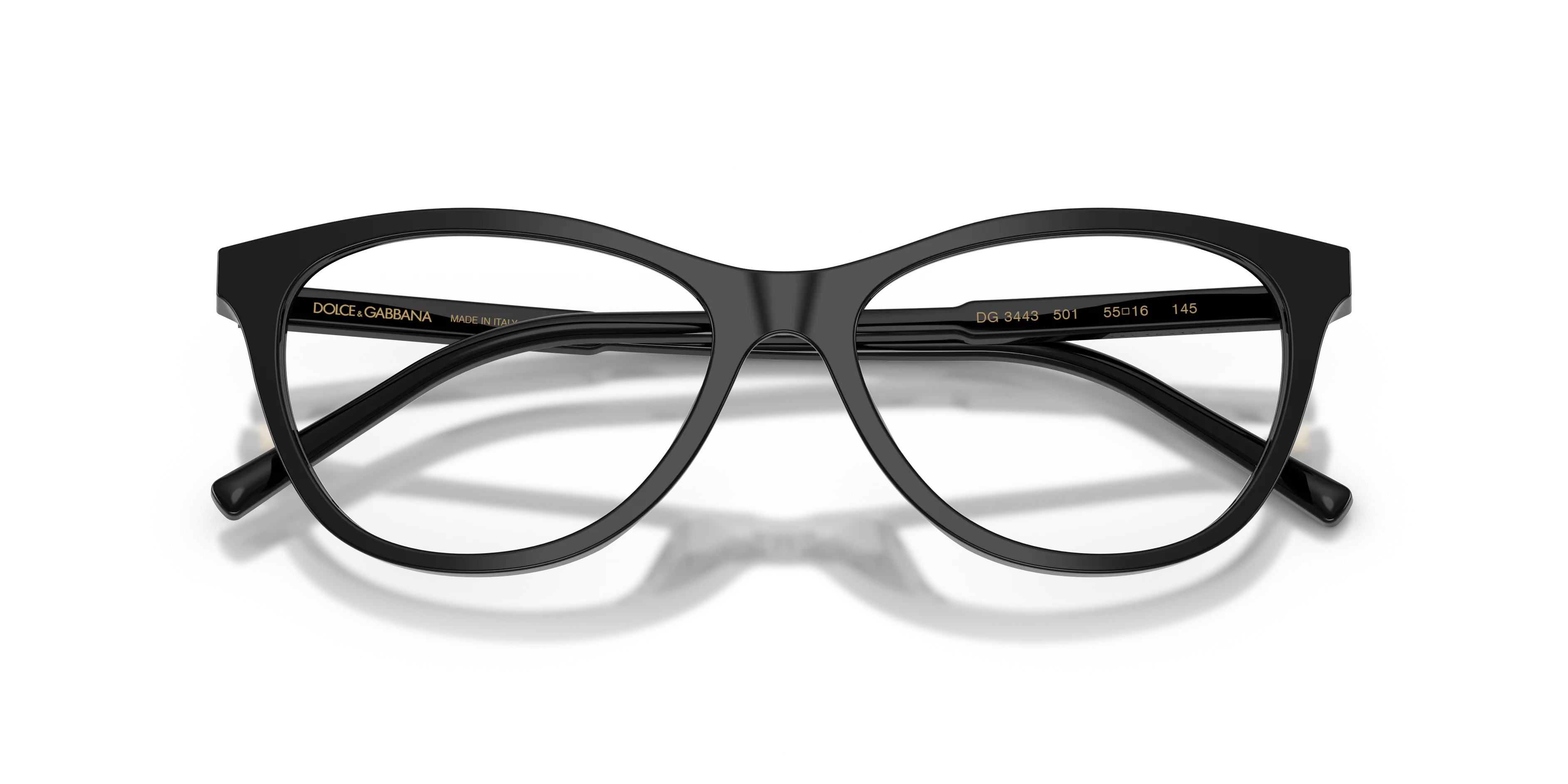 Dolce & Gabbana DG3443 501 Montature da vista Acetato Nero Trasparente Cat Eye Normale - immagine 2