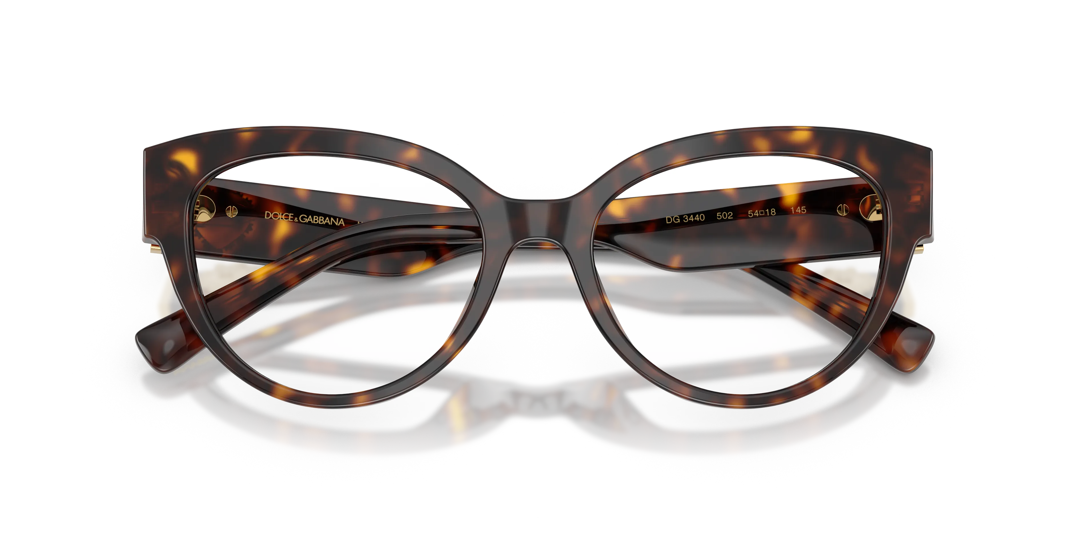 Dolce & Gabbana DG3440 502 Montature da vista Acetato Tartaruga Trasparente Cat Eye Normale - immagine 2