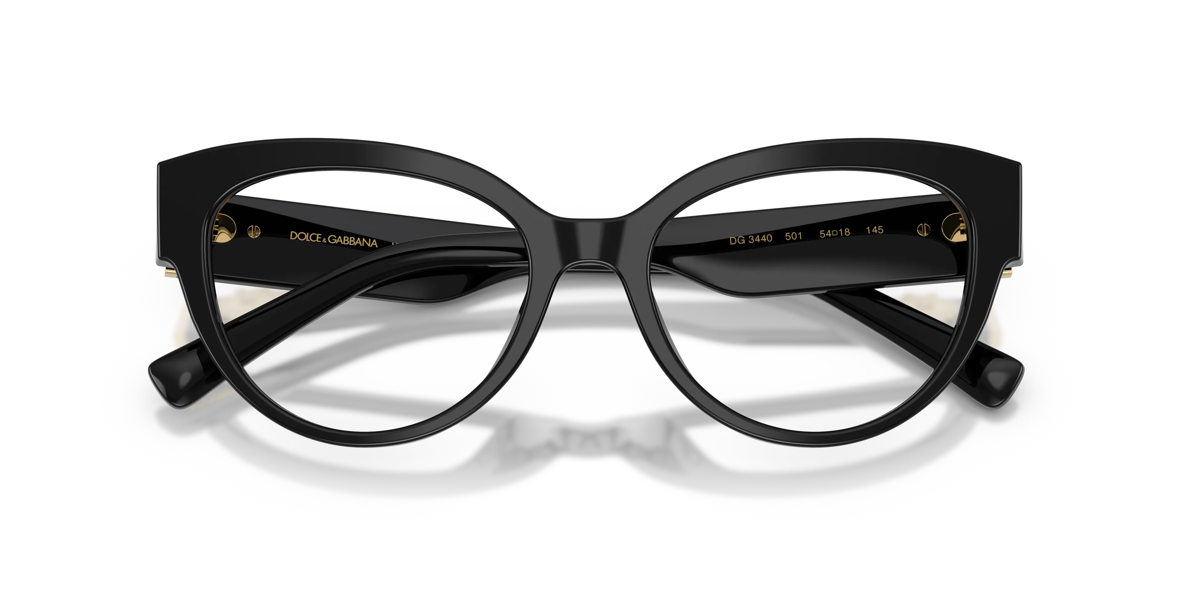 Dolce & Gabbana DG3440 501 Montature da vista Acetato Nero Trasparente Cat Eye Normale - immagine 2