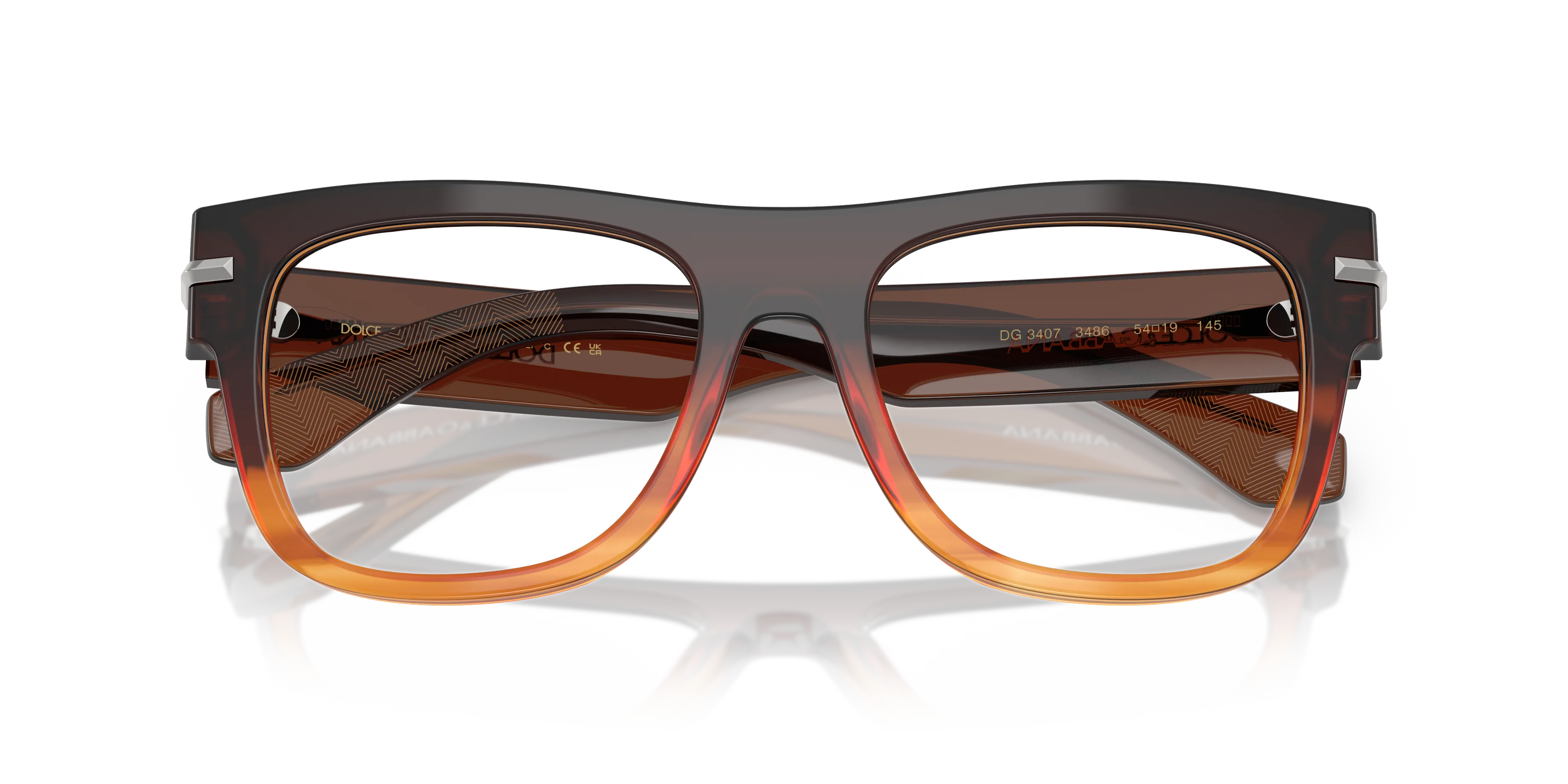 Dolce & Gabbana DG3407 3486 Montature da vista Acetato Marrone Trasparente Squadrata Normale - immagine 2