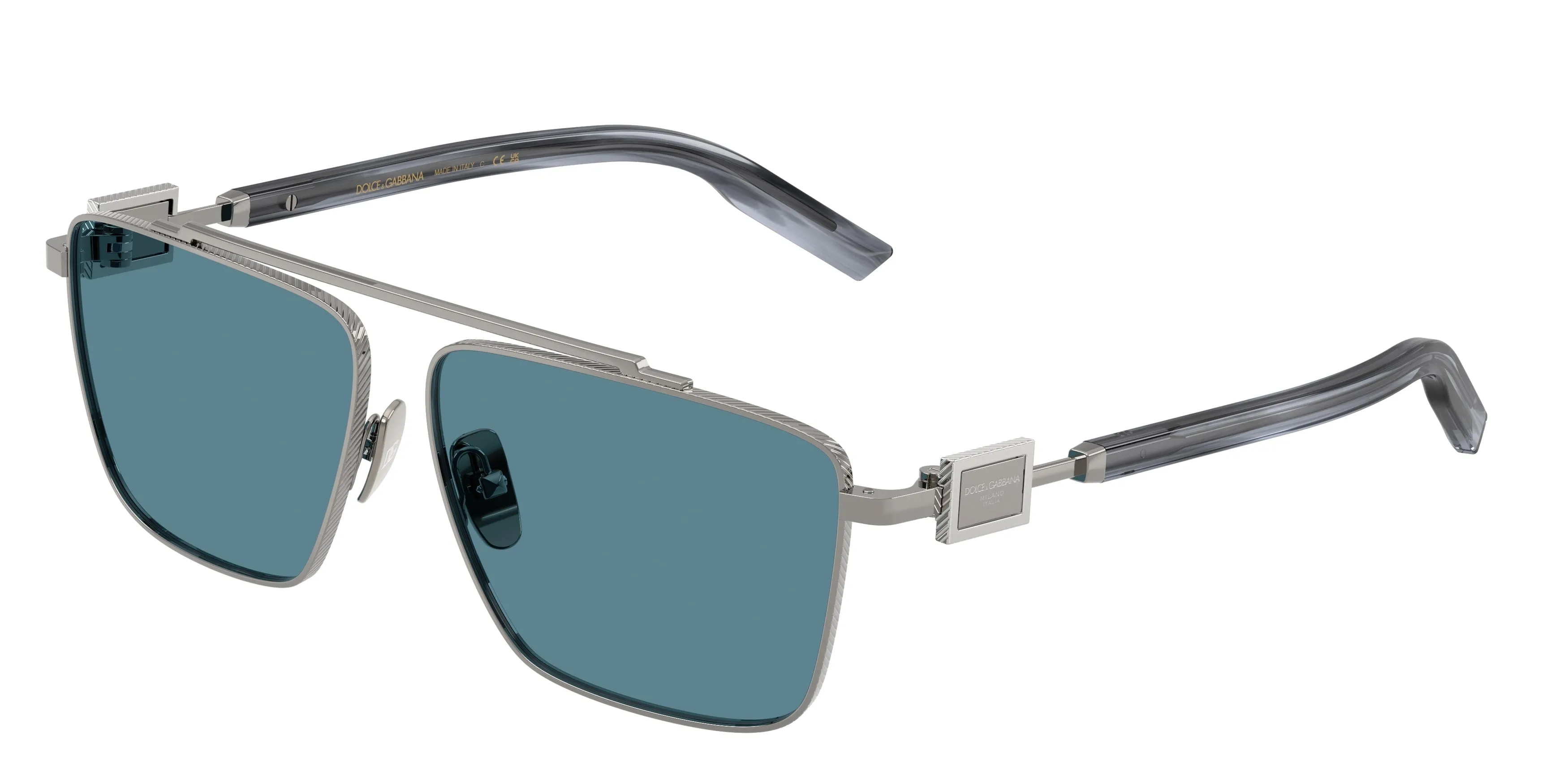 Dolce & Gabbana DG2336 04/80 Occhiali da sole Metallo Grigio Blu Squadrata Normale - immagine 1