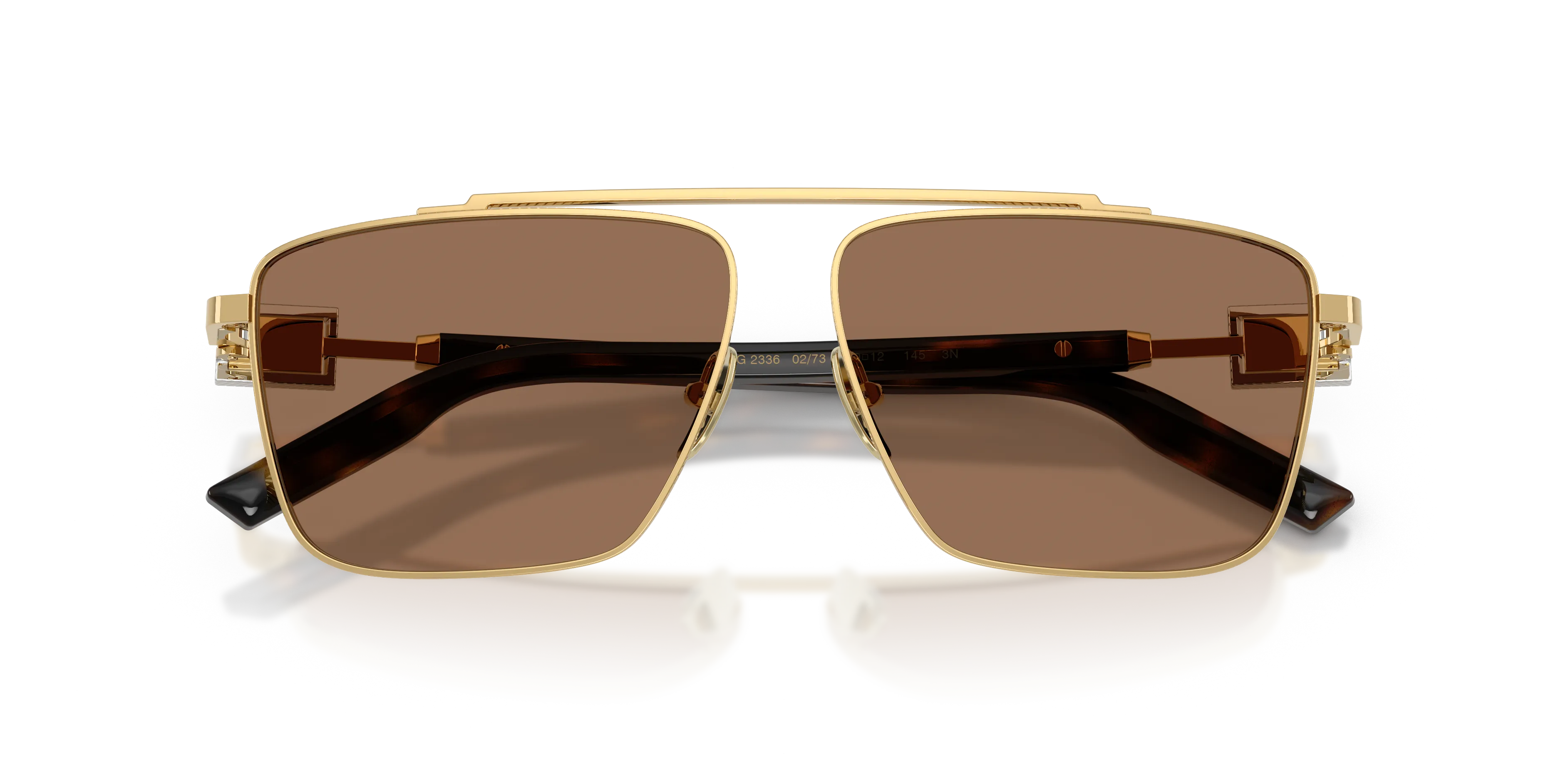 Dolce & Gabbana DG2336 02/73 Occhiali da sole Metallo Oro Marrone Squadrata Normale - immagine 2