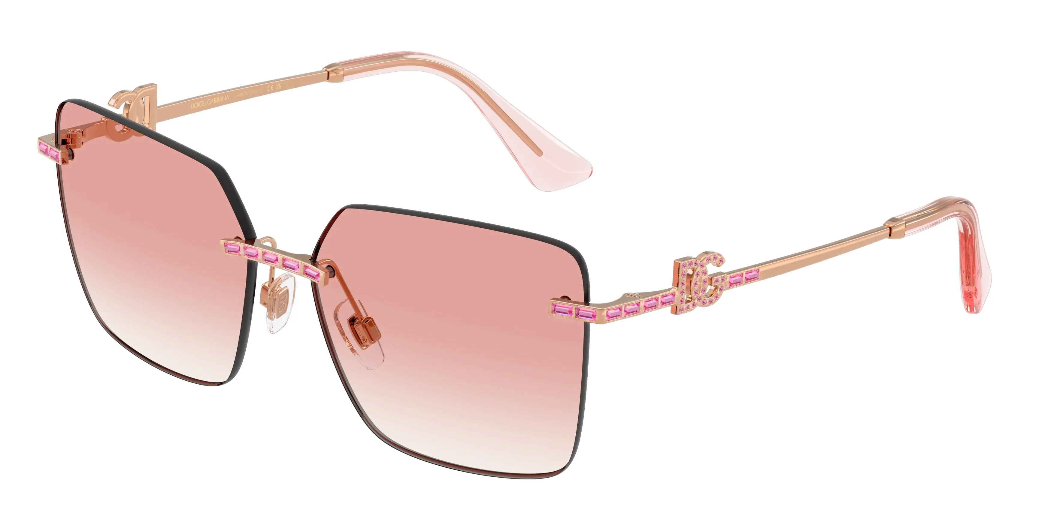 Dolce & Gabbana DG2332B 12988D Occhiali da sole Metallo Oro Rosa Squadrata Normale Sfumato - immagine 1