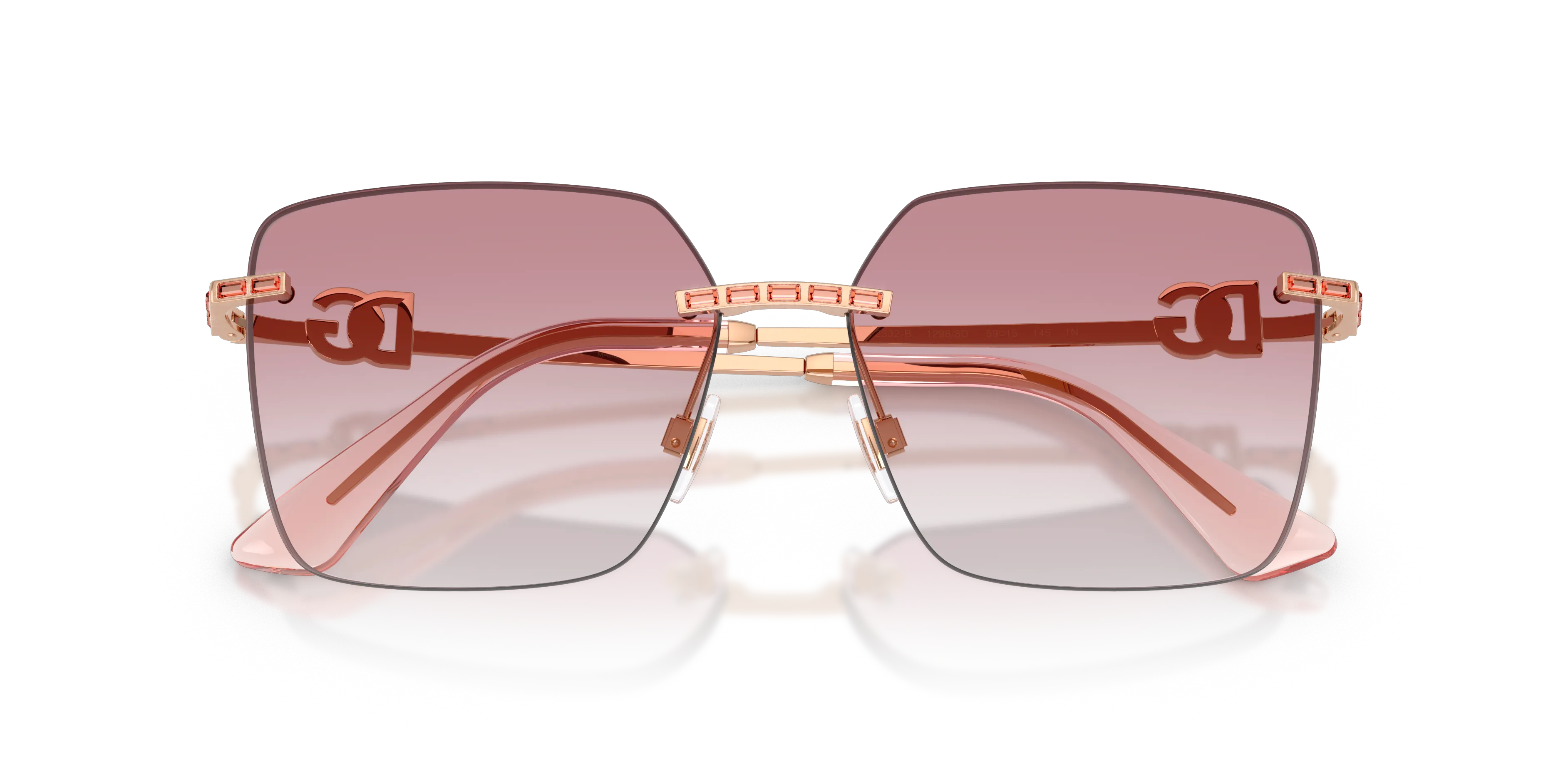 Dolce & Gabbana DG2332B 12988D Occhiali da sole Metallo Oro Rosa Squadrata Normale Sfumato - immagine 2