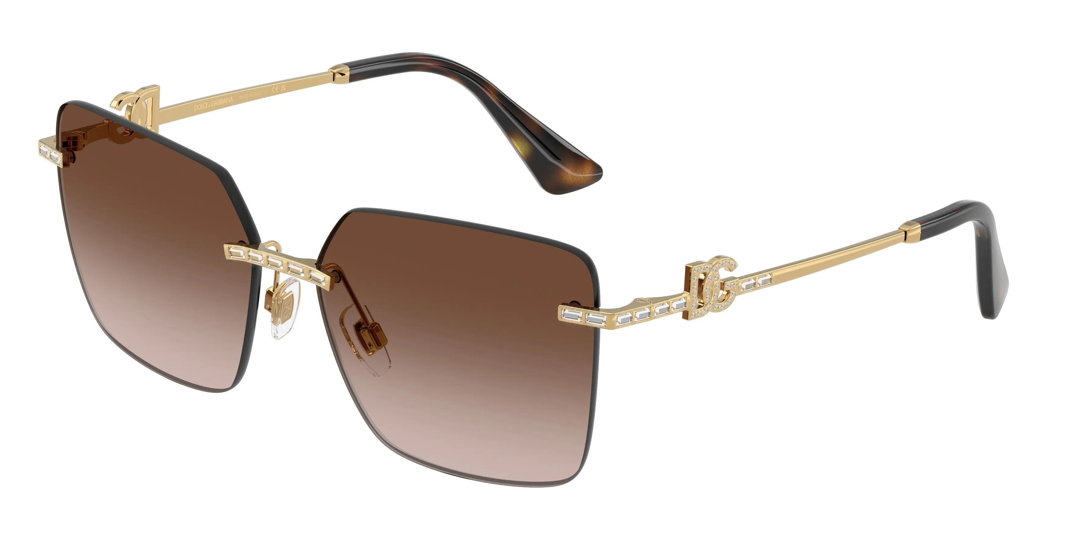 Dolce & Gabbana DG2332B 02/13 Occhiali da sole Metallo Oro Marrone Squadrata Normale Sfumato - immagine 1