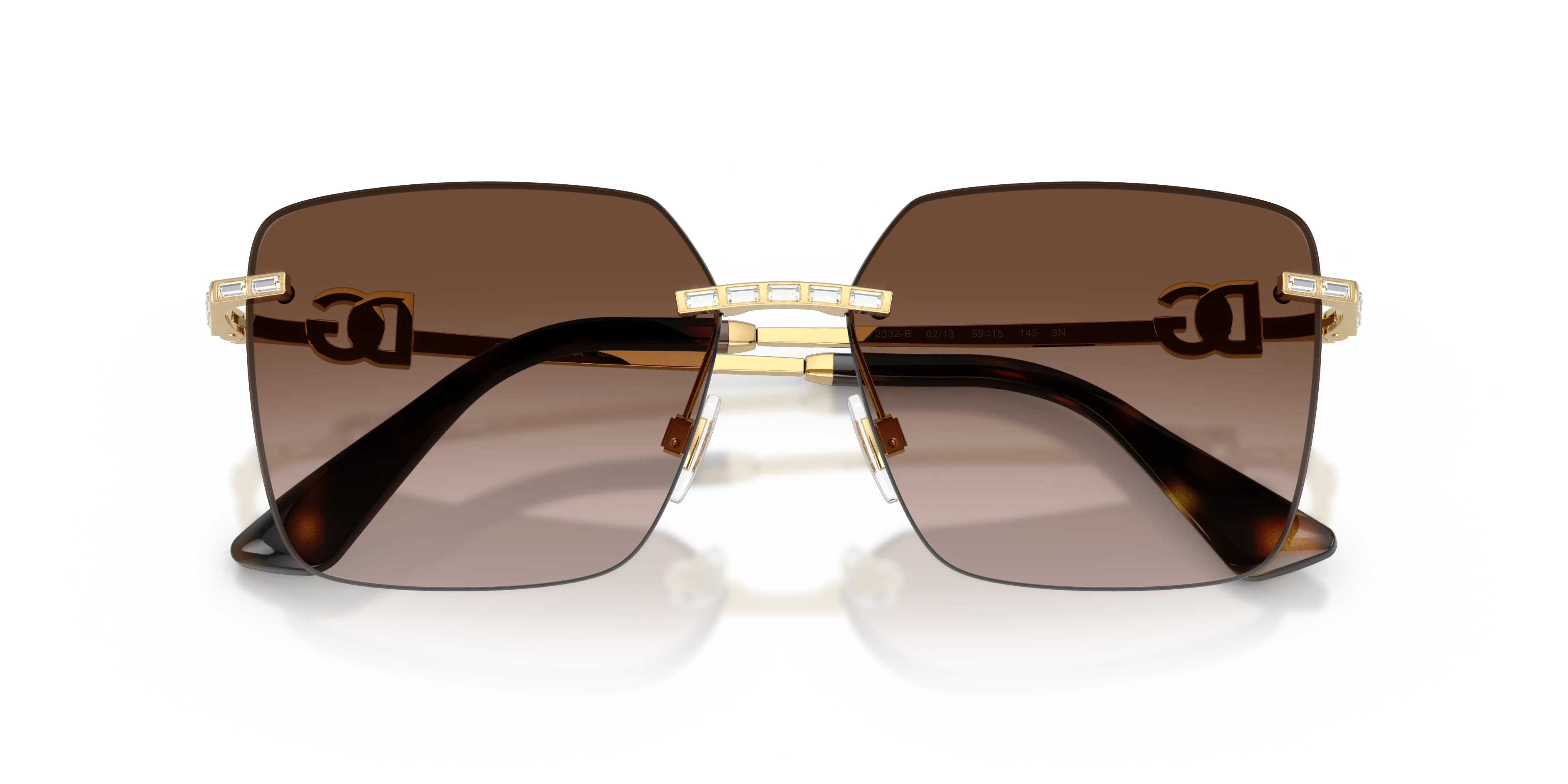 Dolce & Gabbana DG2332B 02/13 Occhiali da sole Metallo Oro Marrone Squadrata Normale Sfumato - immagine 2