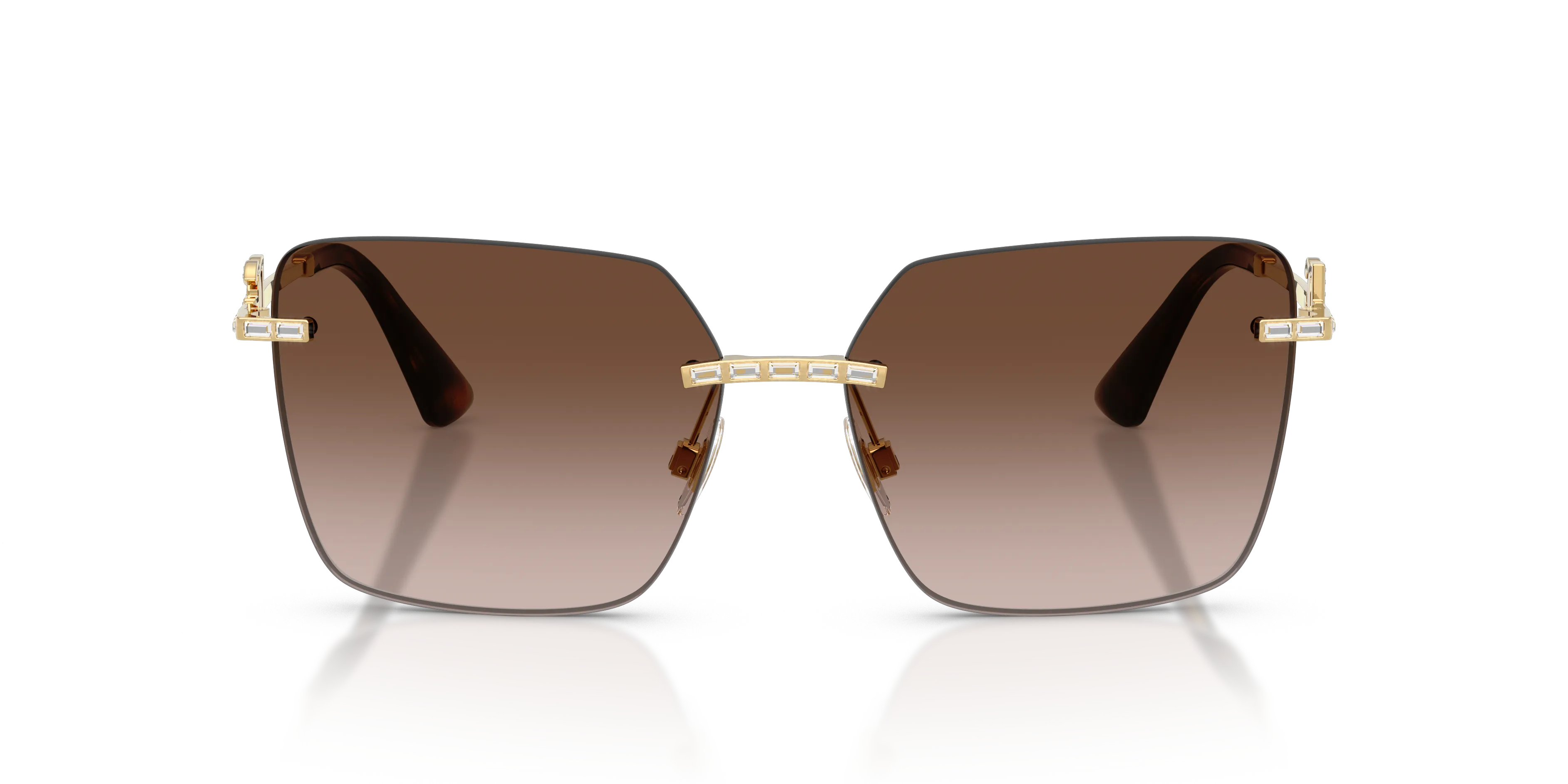 Dolce & Gabbana DG2332B 02/13 Occhiali da sole Metallo Oro Marrone Squadrata Normale Sfumato - immagine 3