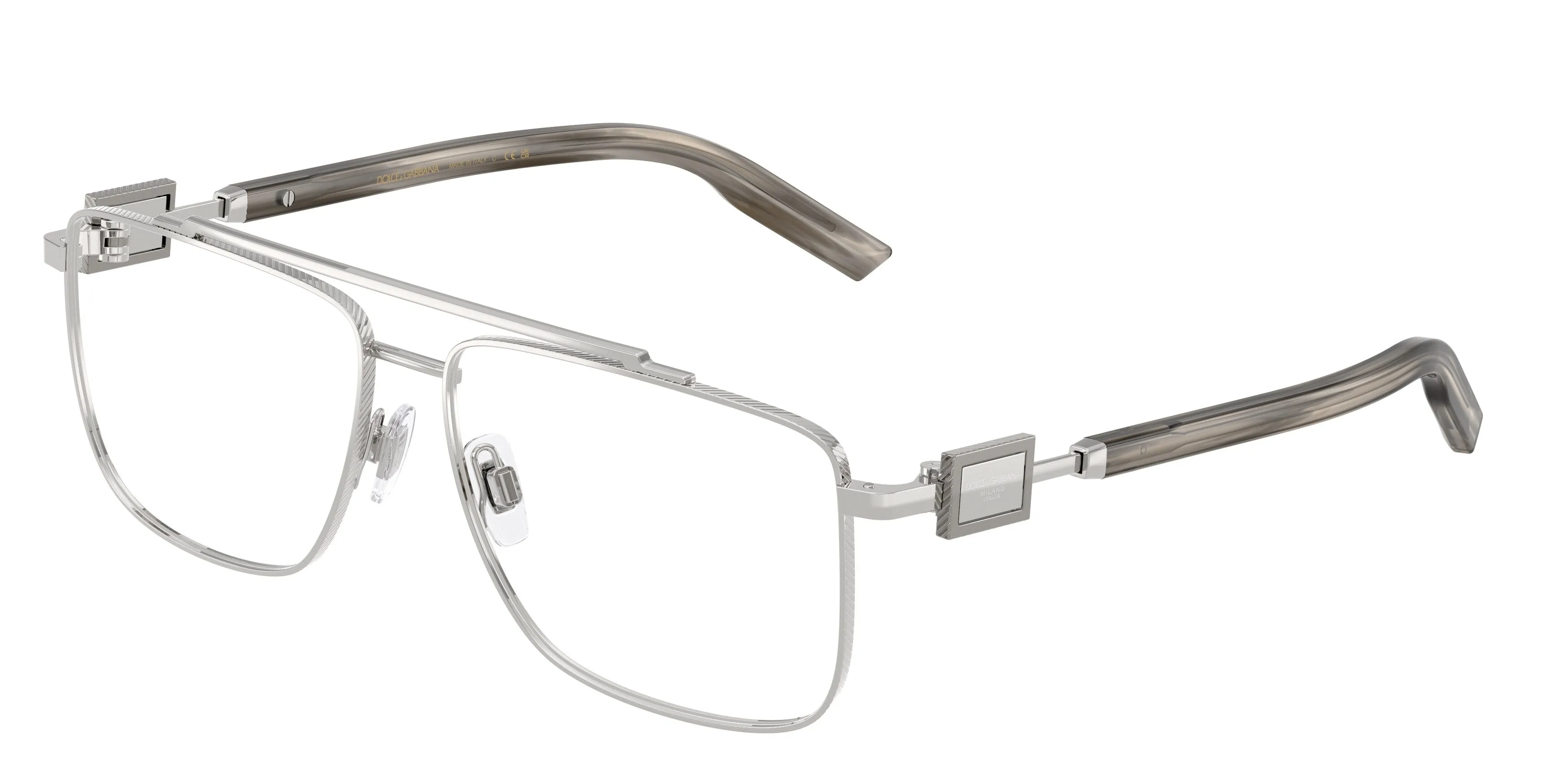 Dolce & Gabbana DG1368 05 Montature da vista Metallo Argento Trasparente Pilot Normale - immagine 1