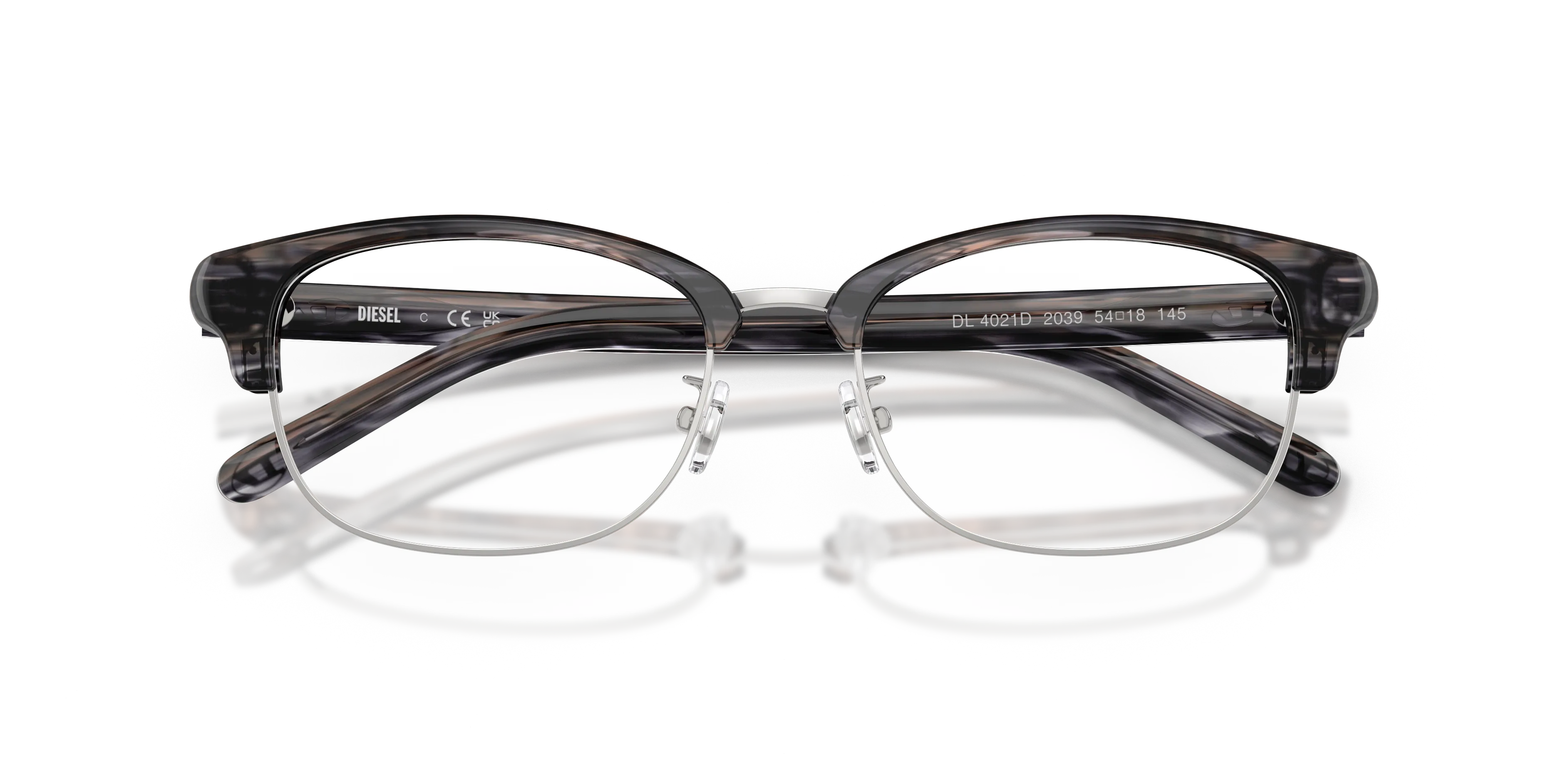 DIESEL DL4021D 2039 Montature da vista Acetato Grigio Trasparente Rotonda Normale - immagine 2