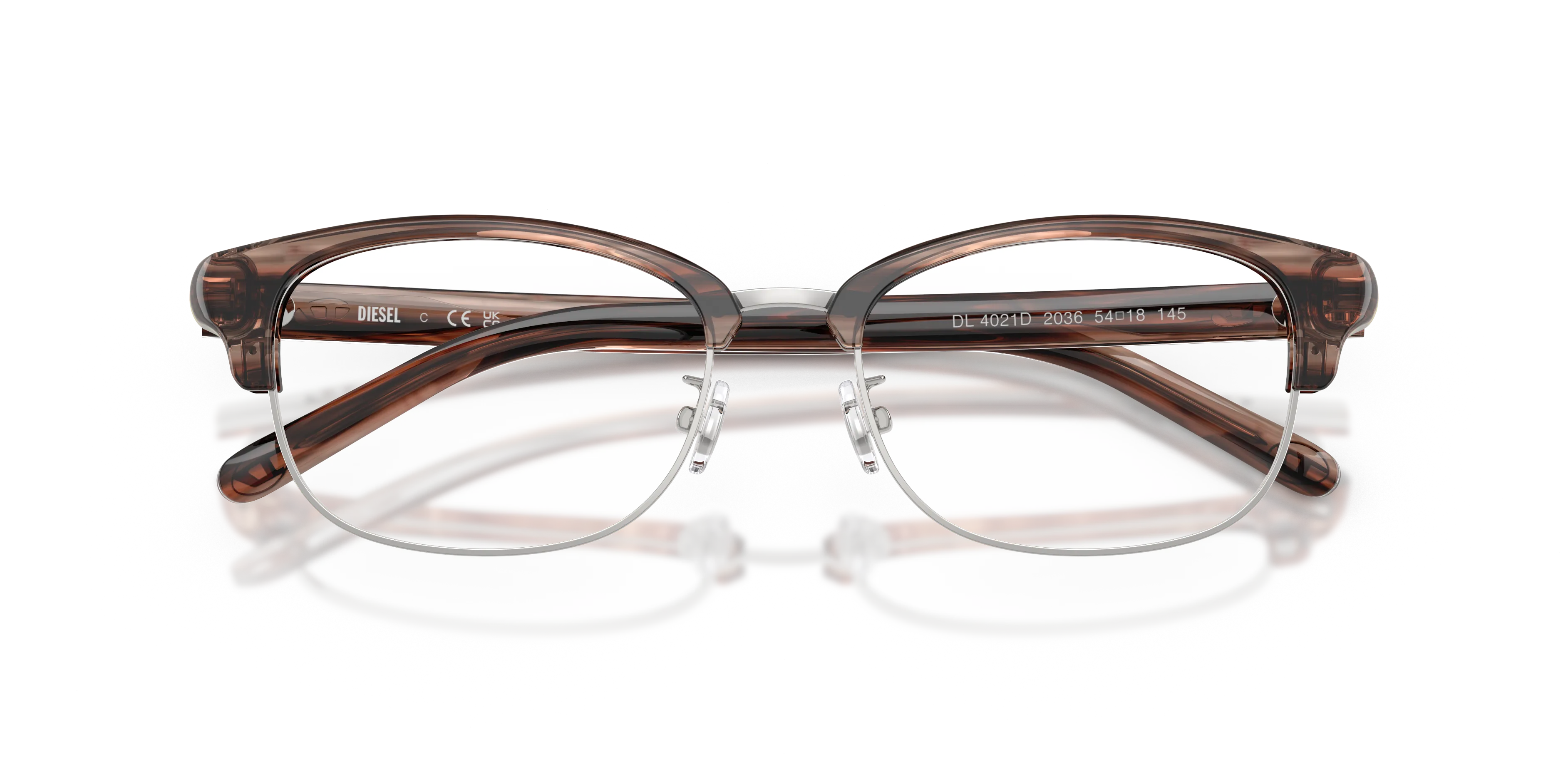 DIESEL DL4021D 2036 Montature da vista Acetato Marrone Trasparente Rotonda Normale - immagine 2