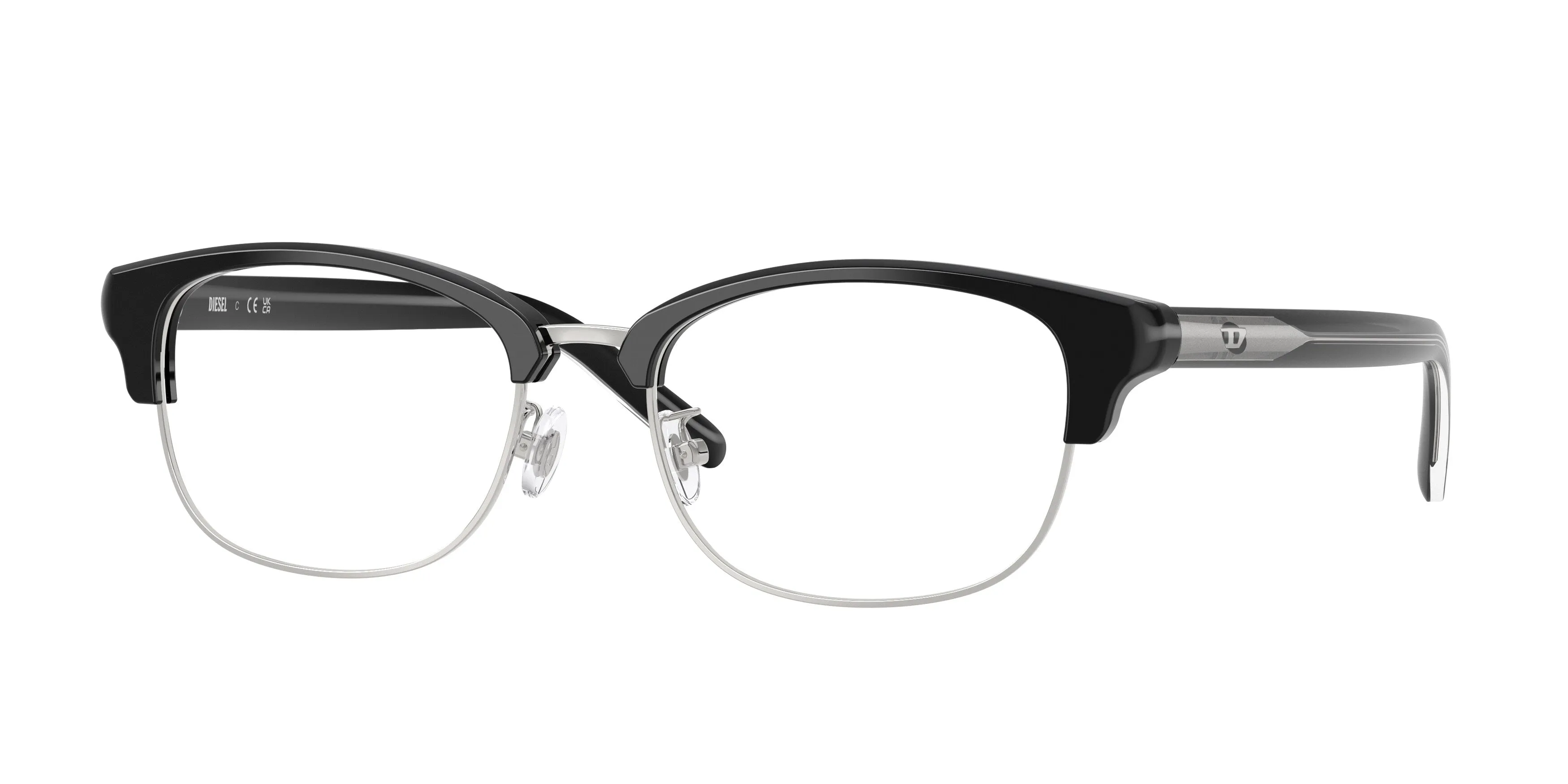 DIESEL DL4021D 2001 Montature da vista Acetato Nero Trasparente Rotonda Normale - immagine 1
