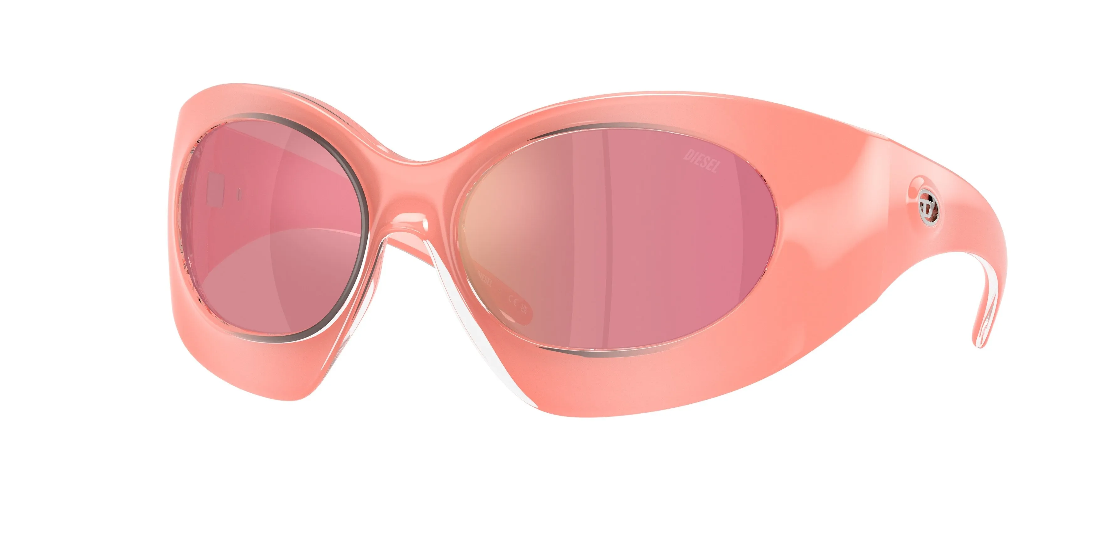 DIESEL DL3014U 2061/Z Occhiali da sole Iniettato Rosa Rosa Cat Eye Specchiate - immagine 1