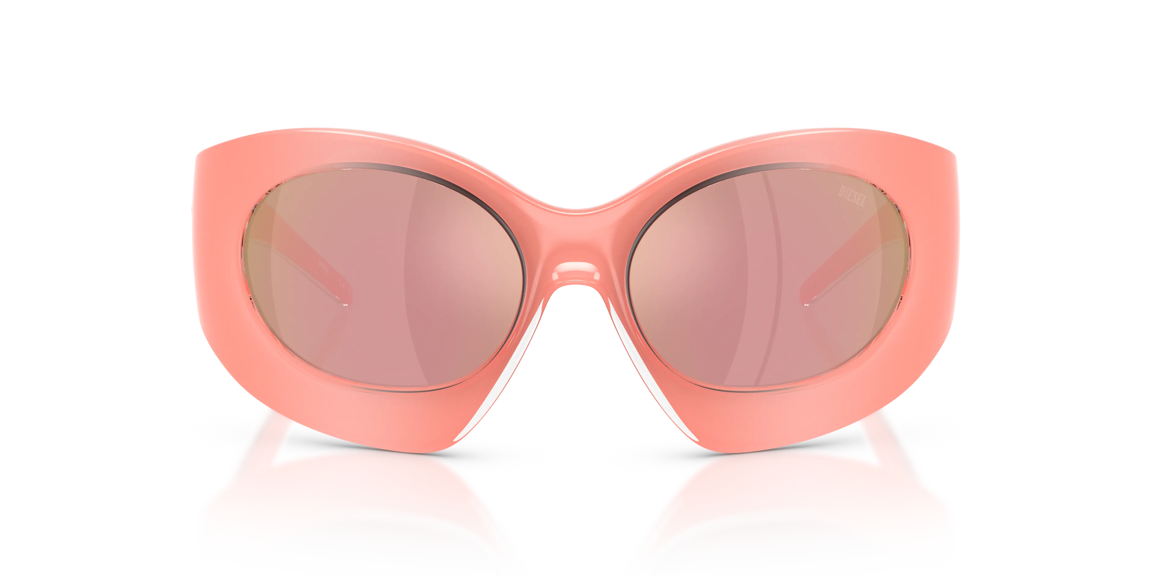 DIESEL DL3014U 2061/Z Occhiali da sole Iniettato Rosa Rosa Cat Eye Specchiate - immagine 3