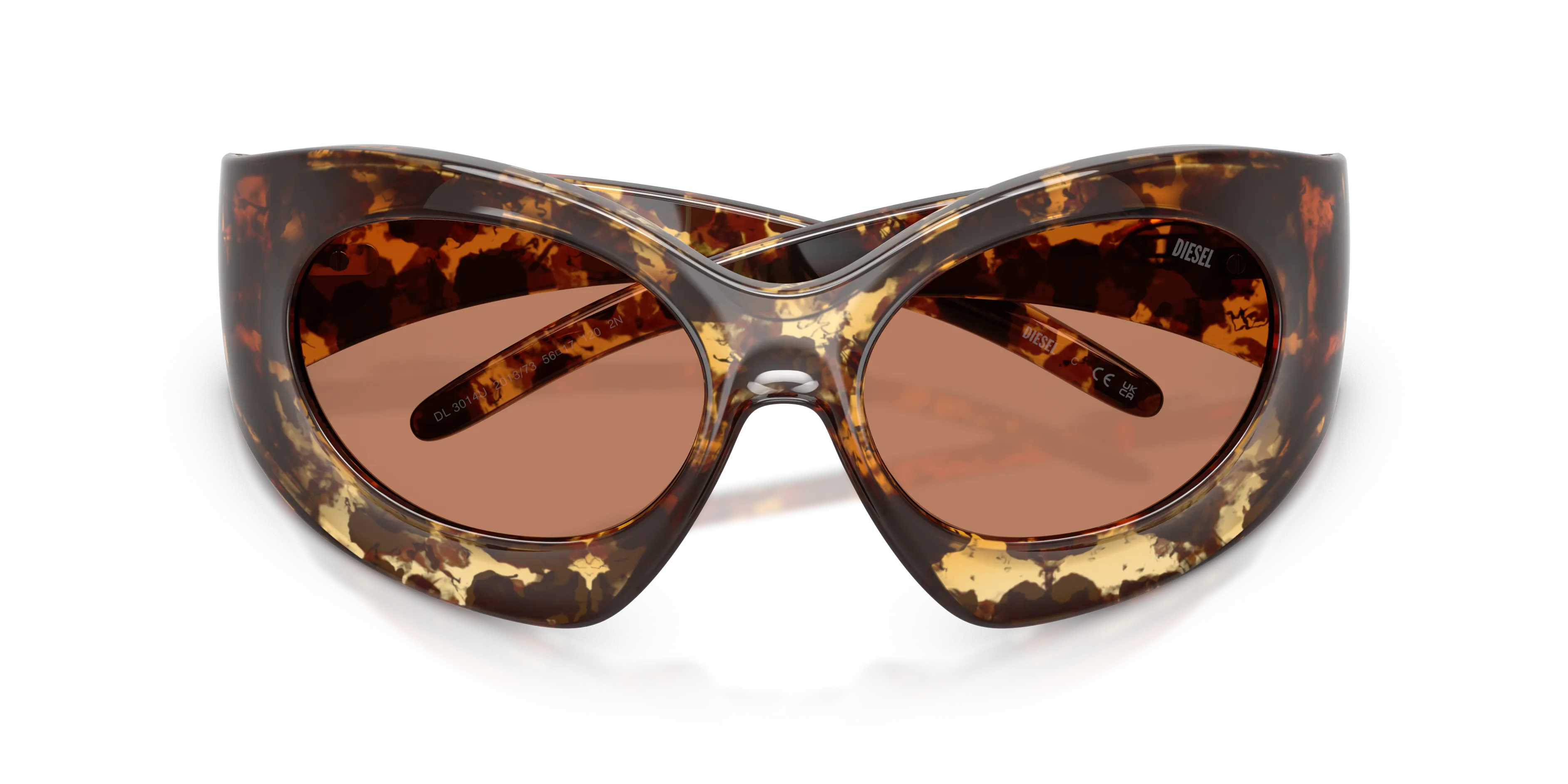 DIESEL DL3014U 201373 Occhiali da sole Iniettato Tartaruga Marrone Cat Eye Normale - immagine 2