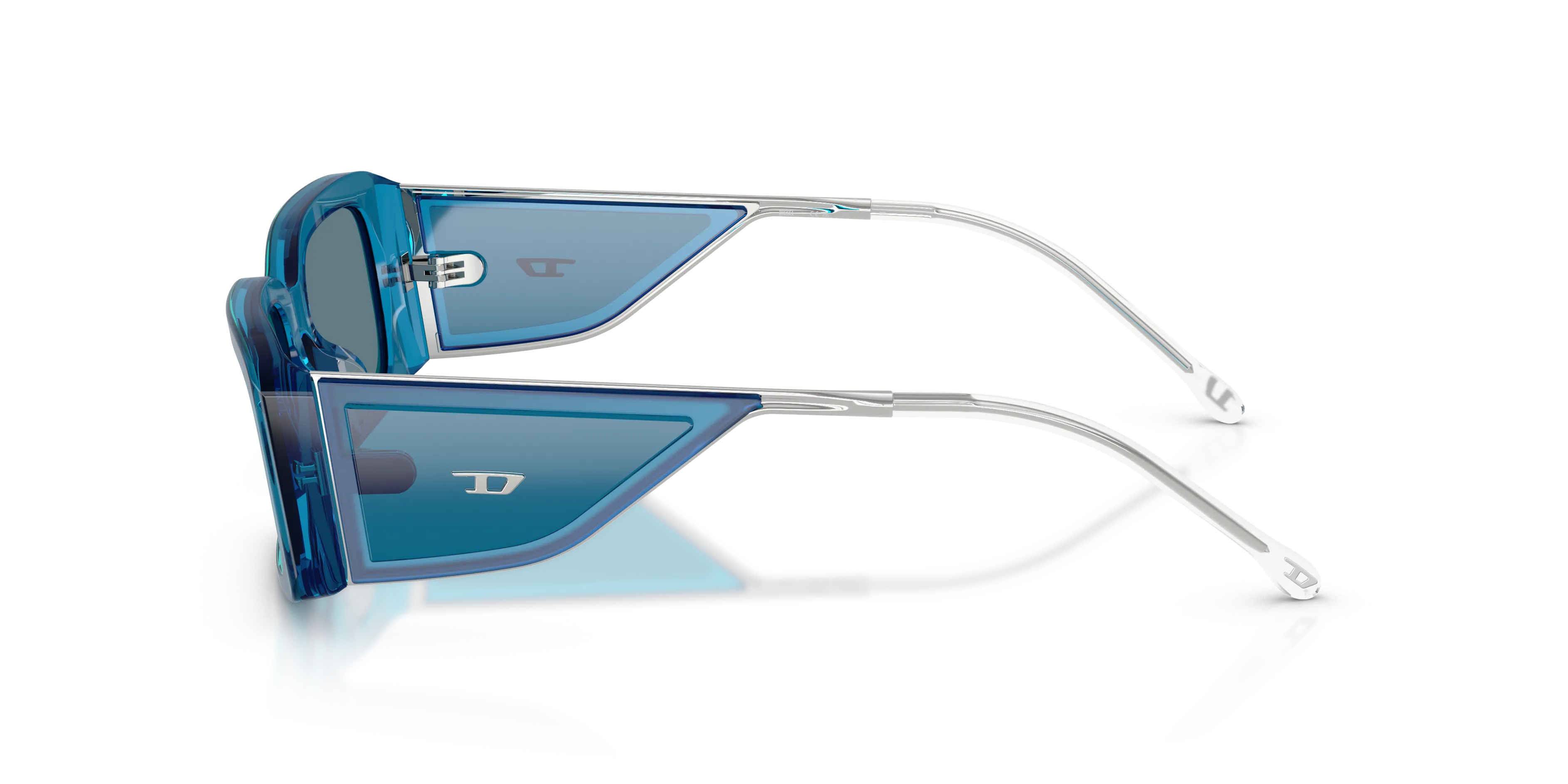 DIESEL DL2017U 20511U Occhiali da sole Acetato Blu Azzurro Squadrata Specchiate - immagine 4