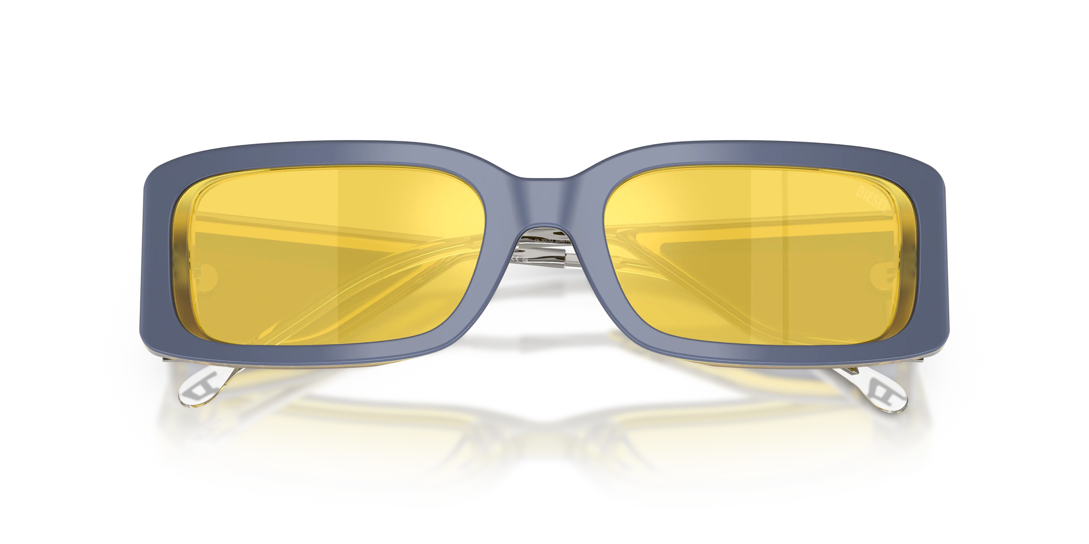 DIESEL DL2017U 2046V9 Occhiali da sole Acetato Giallo Grigio Squadrata Specchiate - immagine 2