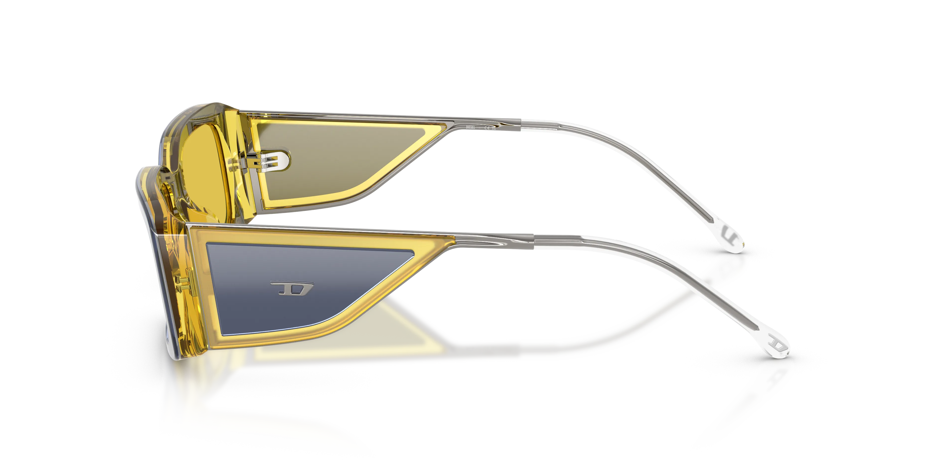 DIESEL DL2017U 2046V9 Occhiali da sole Acetato Giallo Grigio Squadrata Specchiate - immagine 4