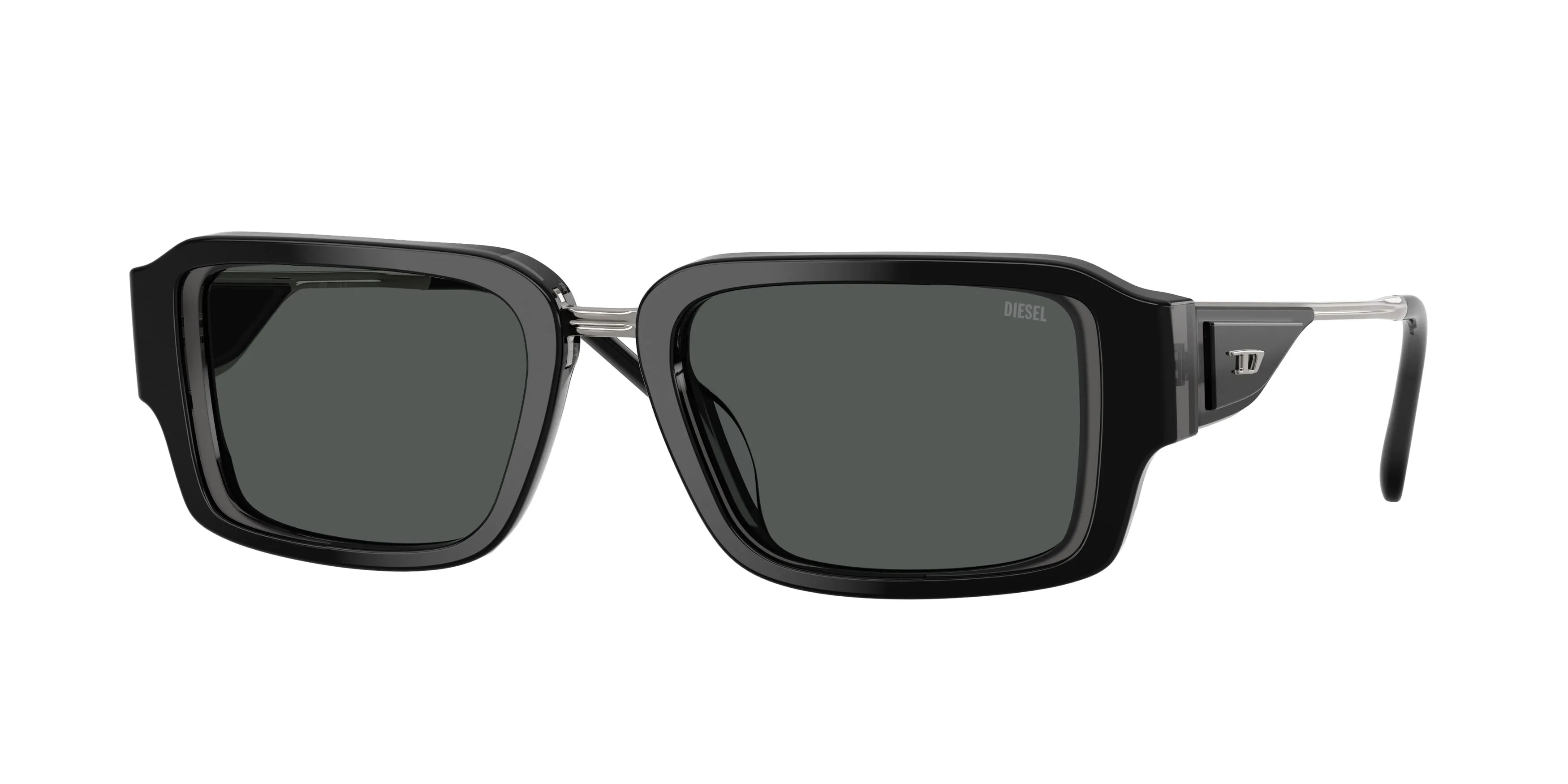 DIESEL DL2016U 204487 Occhiali da sole Acetato Nero Grigio Squadrata Normale - immagine 1