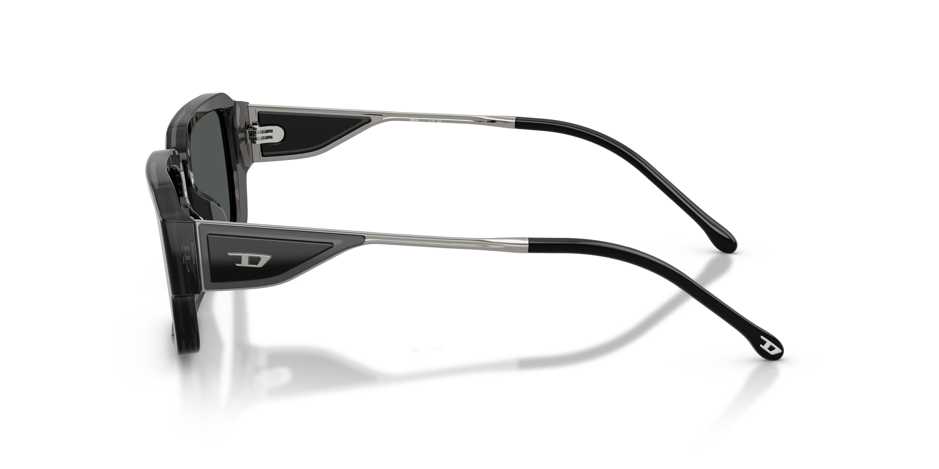 DIESEL DL2016U 204487 Occhiali da sole Acetato Nero Grigio Squadrata Normale - immagine 4