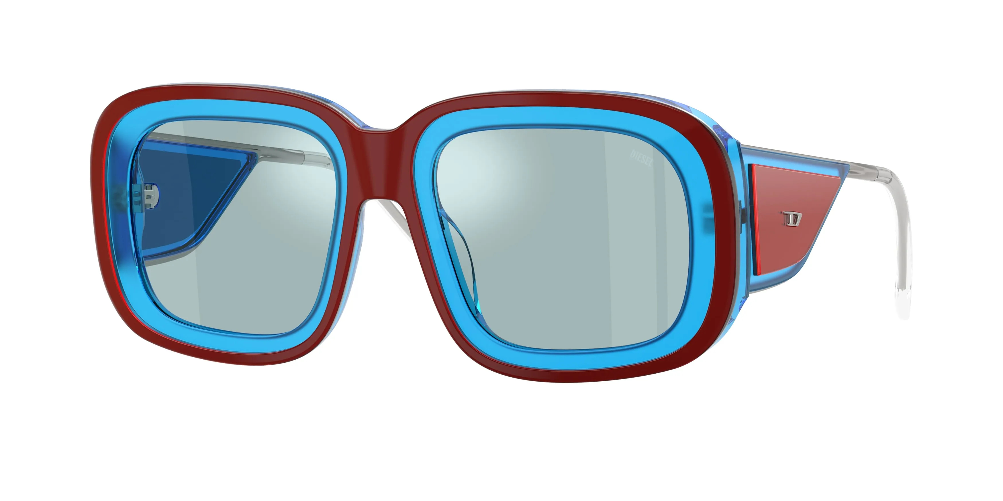 DIESEL DL2015U 20487C Occhiali da sole Acetato Marrone Azzurro Squadrata Specchiate - immagine 1