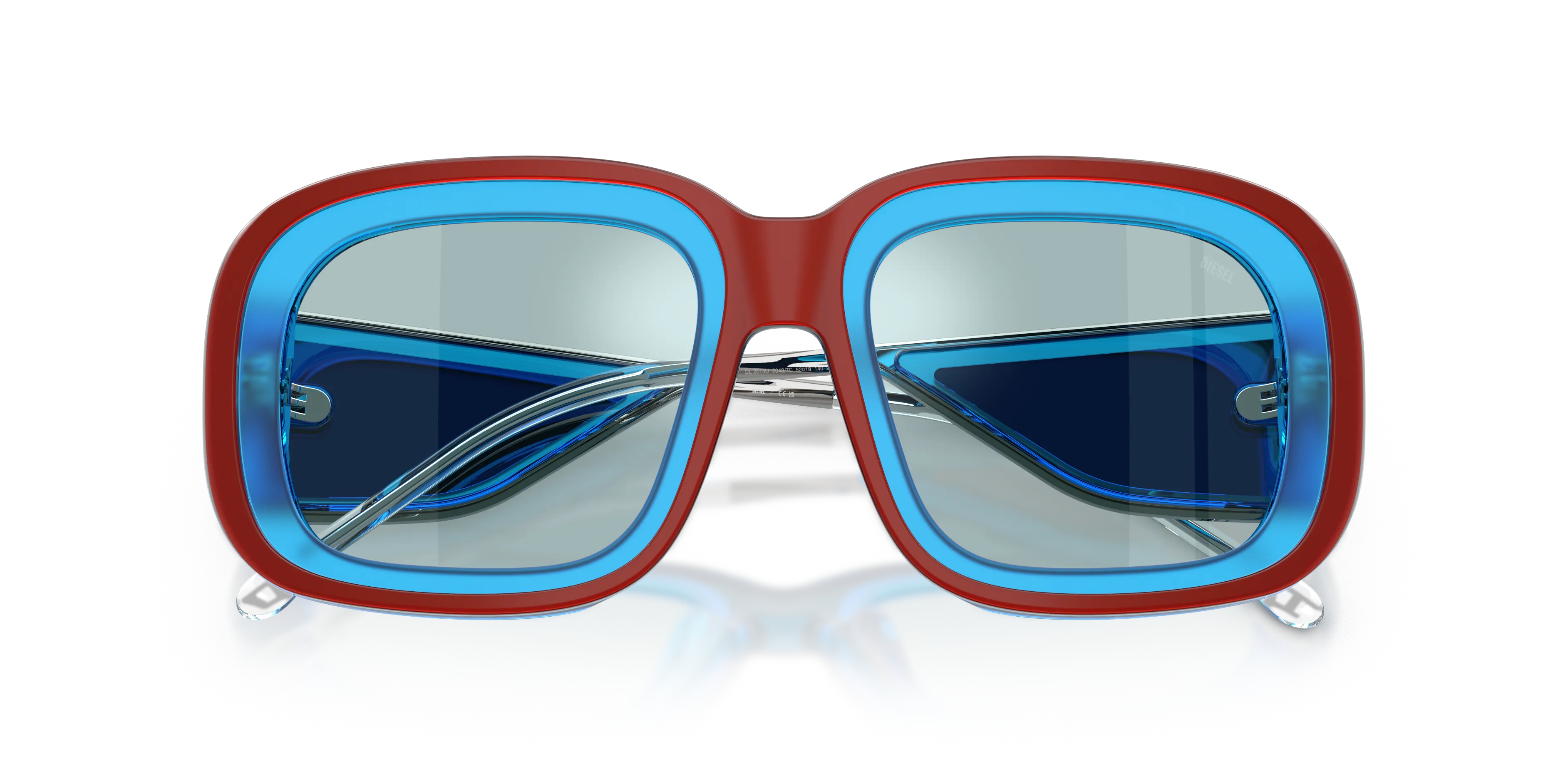DIESEL DL2015U 20487C Occhiali da sole Acetato Marrone Azzurro Squadrata Specchiate - immagine 2