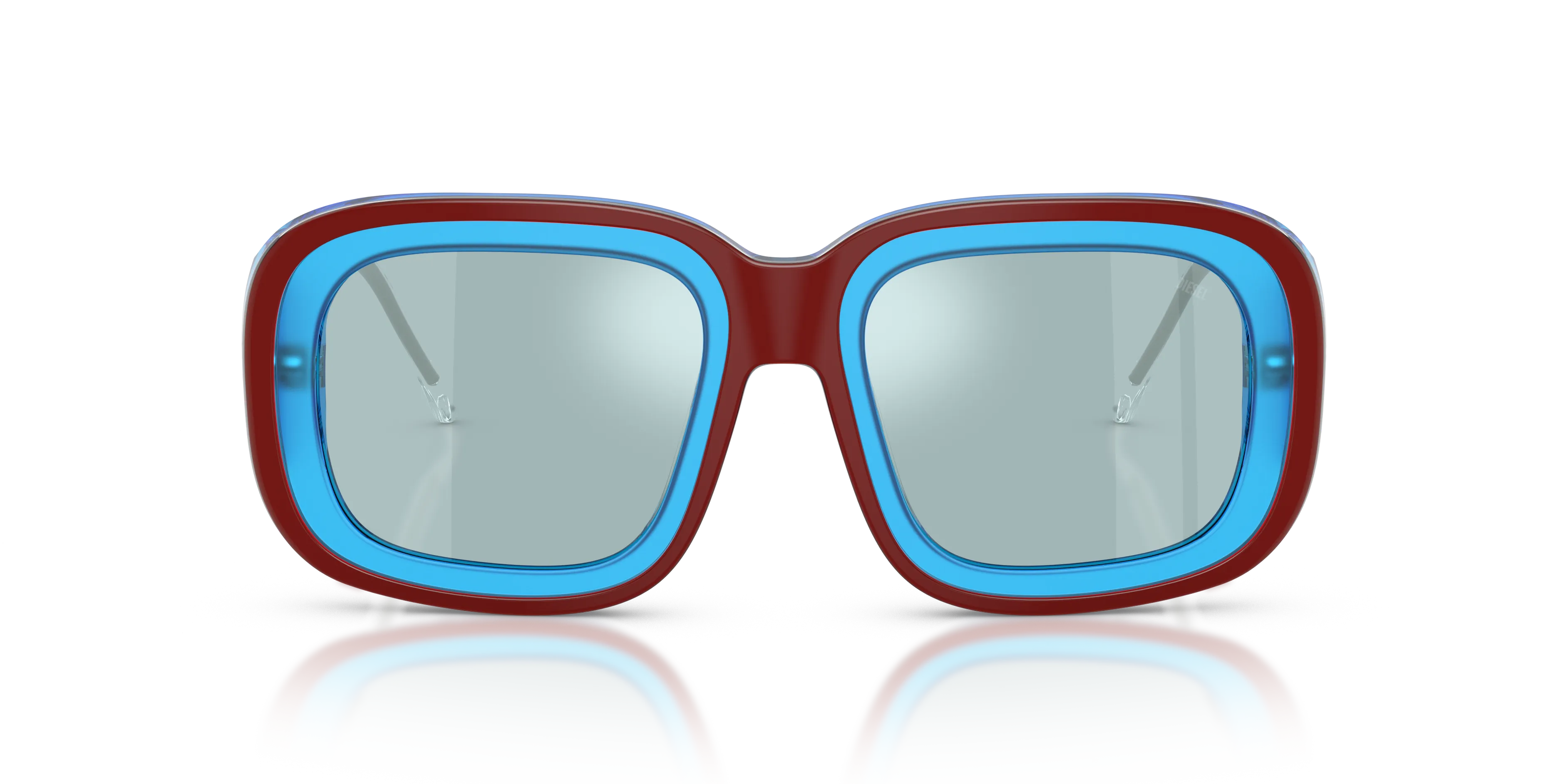 DIESEL DL2015U 20487C Occhiali da sole Acetato Marrone Azzurro Squadrata Specchiate - immagine 3