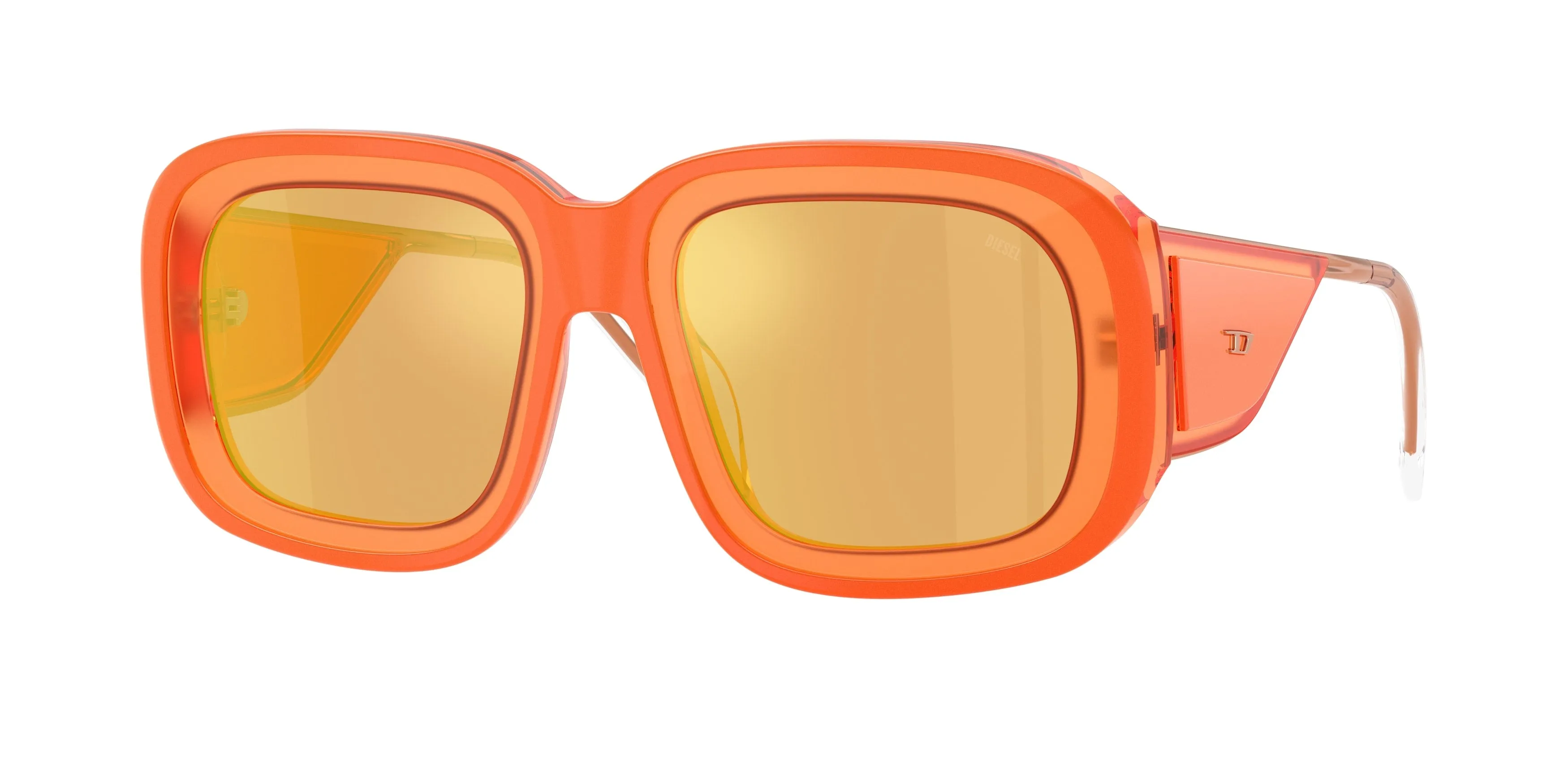 DIESEL DL2015U 20477J Occhiali da sole Acetato Arancione Arancione Squadrata Specchiate - immagine 1