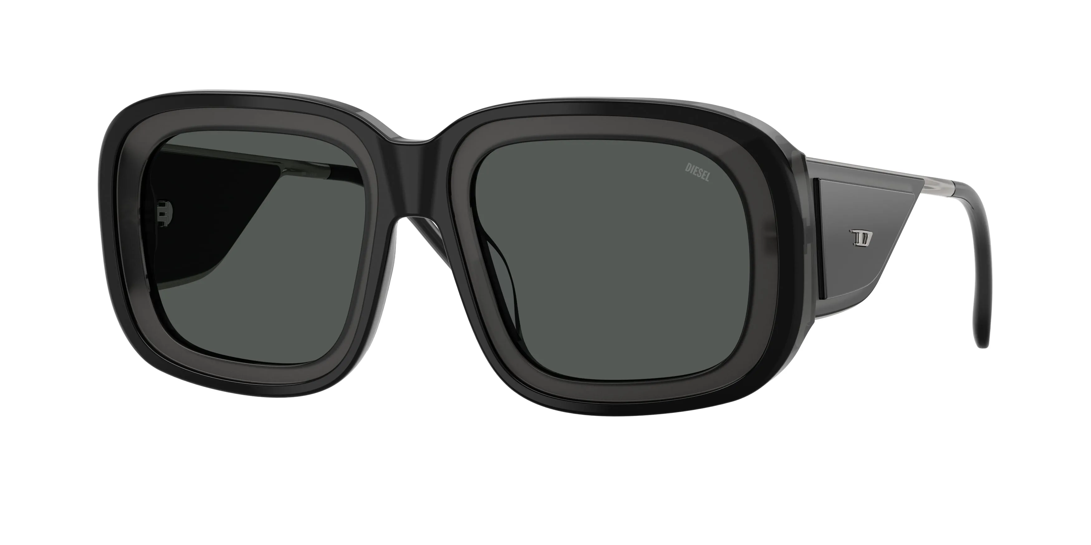 DIESEL DL2015U 204487 Occhiali da sole Acetato Nero Grigio Squadrata Normale - immagine 1
