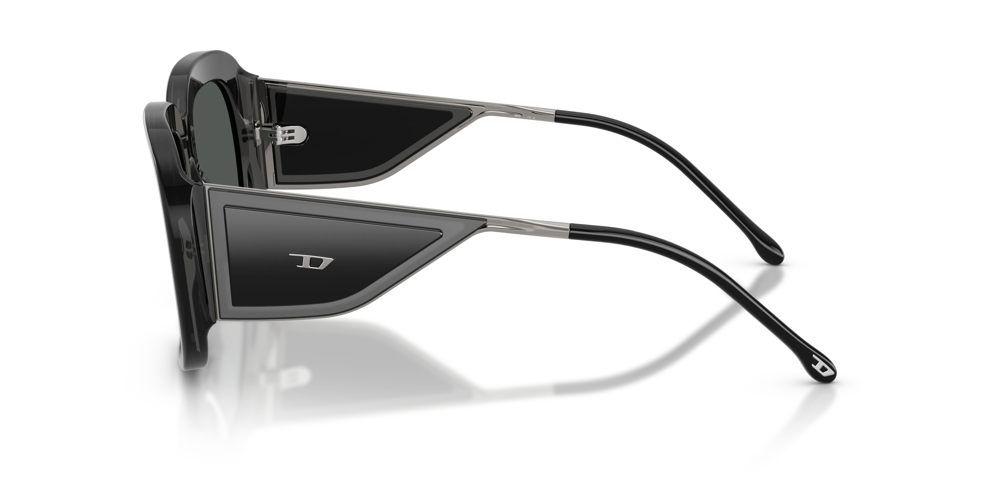 DIESEL DL2015U 204487 Occhiali da sole Acetato Nero Grigio Squadrata Normale - immagine 4