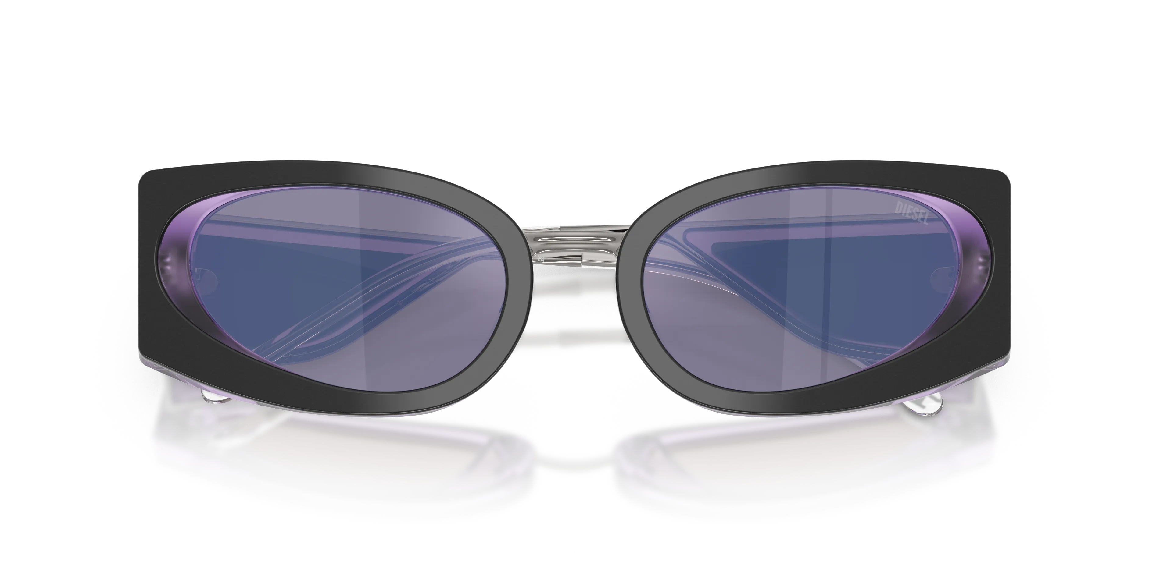 DIESEL DL2014U 20452S Occhiali da sole Acetato Nero Viola Cat Eye Specchiate - immagine 2